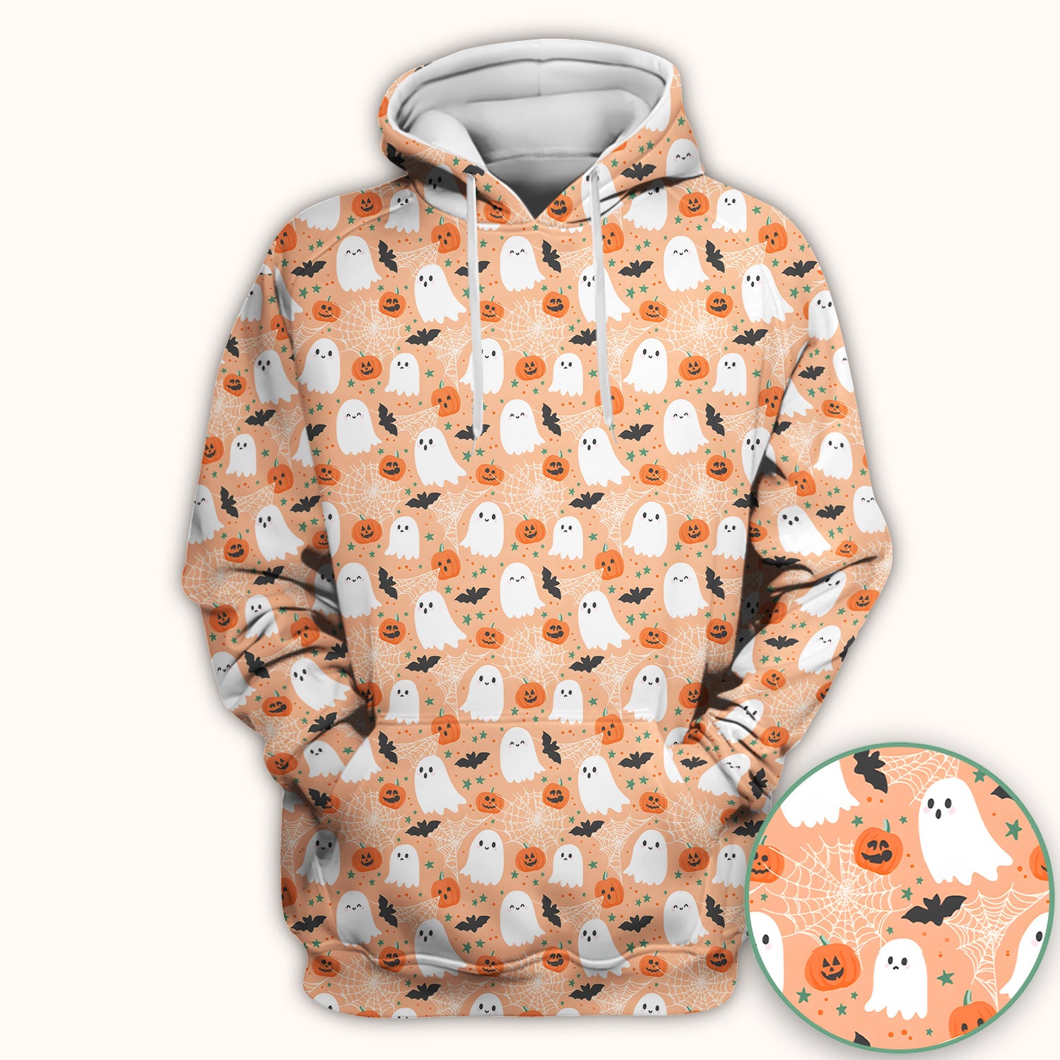 Cute Halloween Ghost And Pumpkin Scrub Top, Comfortable Scrubs for Nurses
