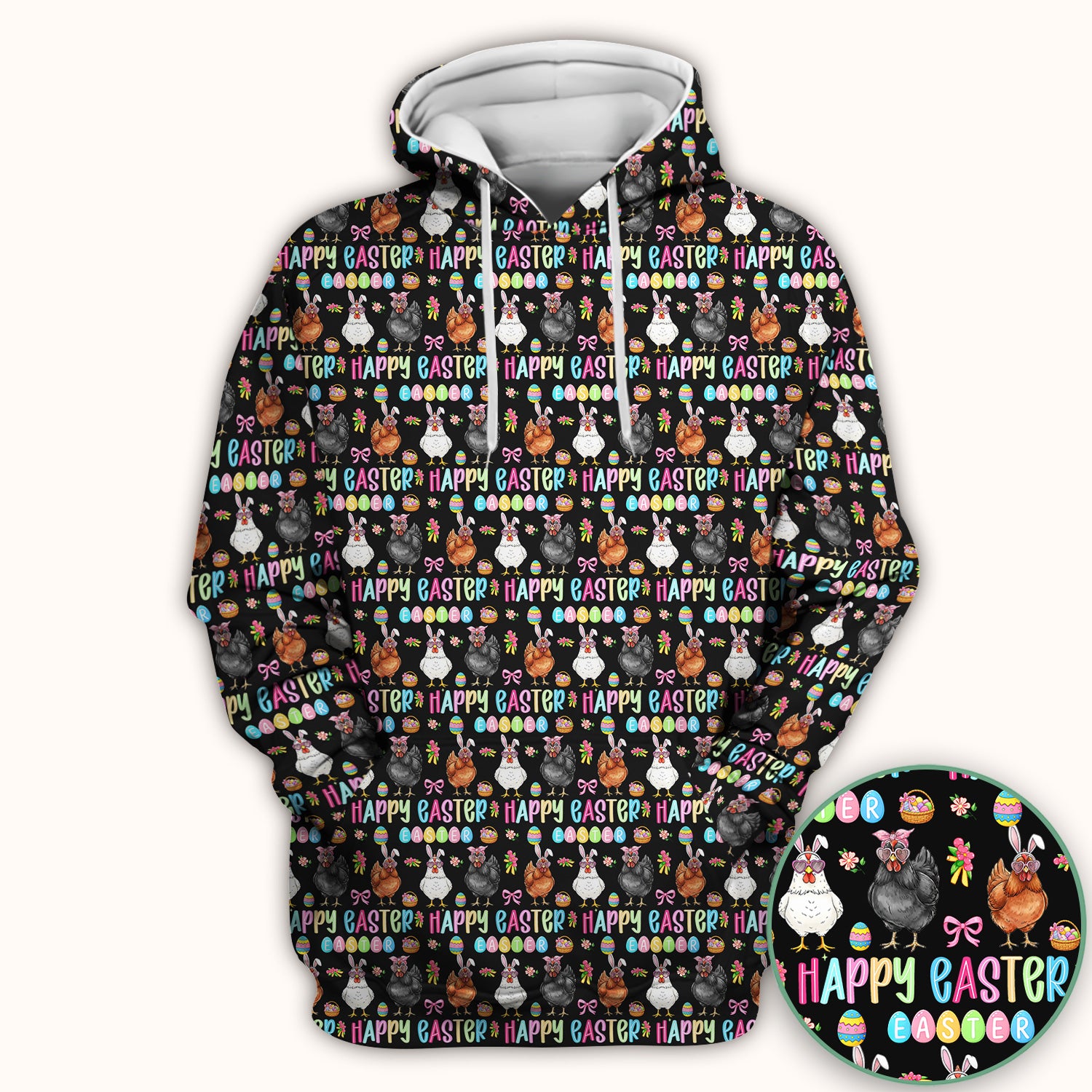 Happy Easter Bunny Eggs Pattern Scrubs Top, Comfortable Scrubs for Nurses