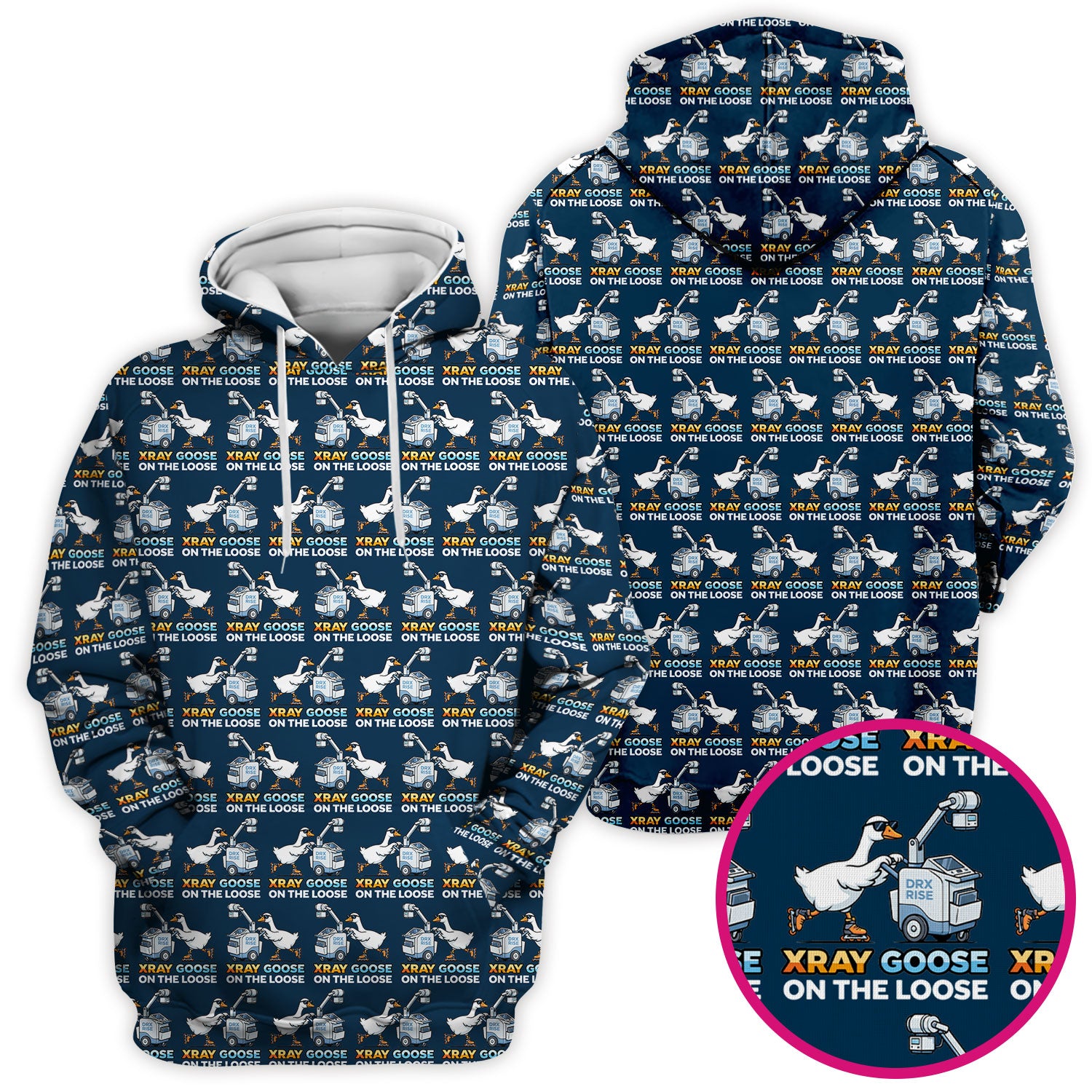 Funny Xray Goose On The Loose Pattern Scrub Top, Comfortable Scrubs for Nurses