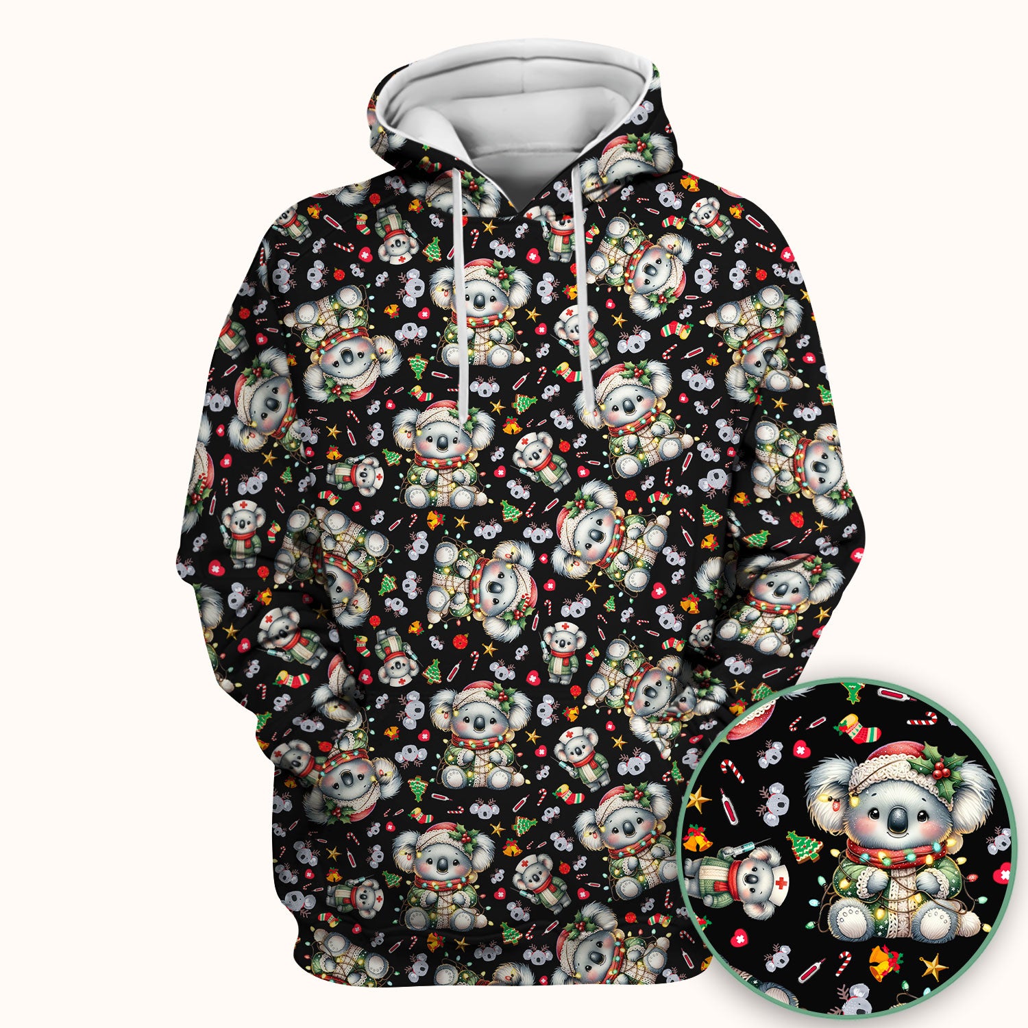 Christmas Koala Scrub Top - Cute Aussie Holiday Nurse Shirt for Women - Funny Animal Medical Uniform