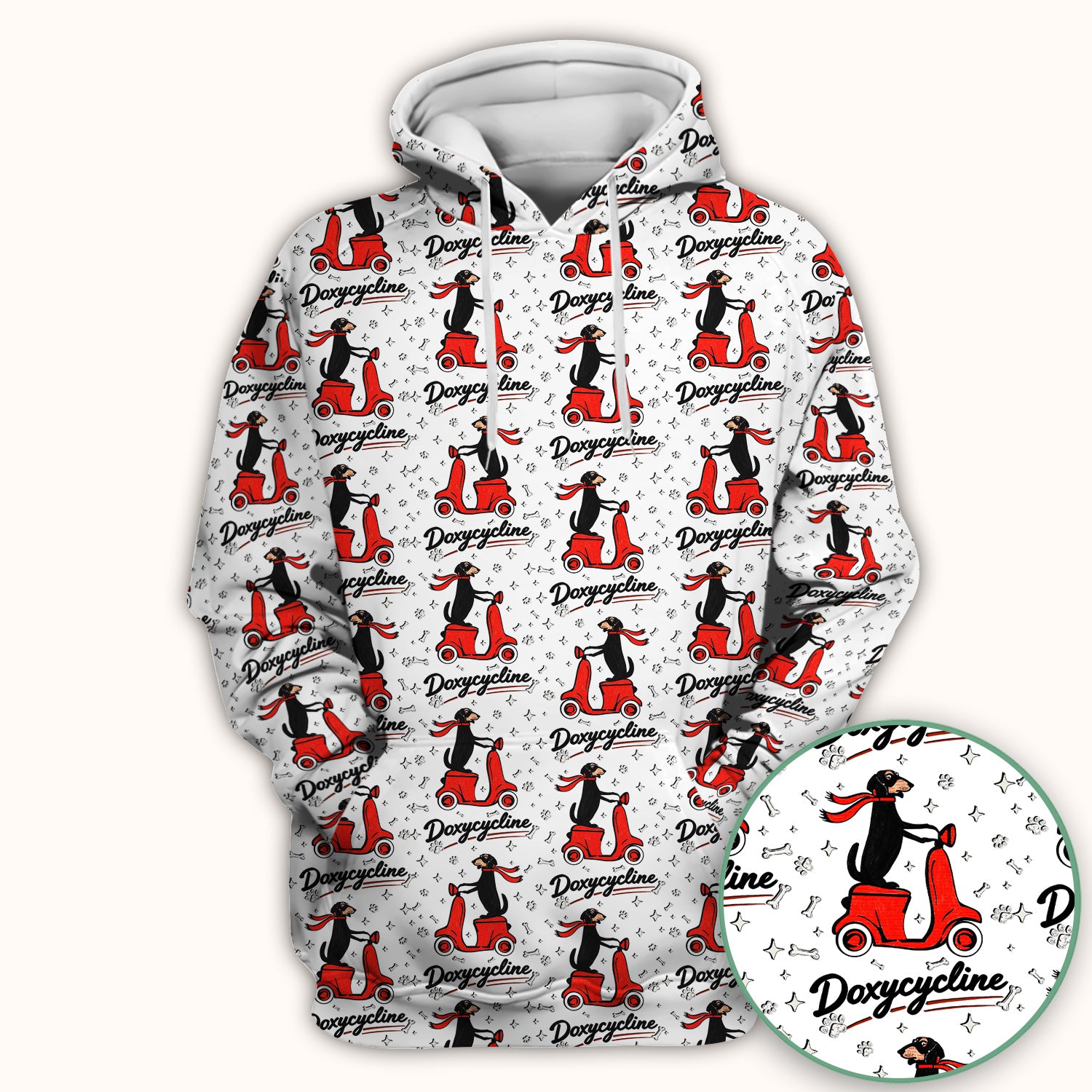 Funny Dachshund Riding Scooter Doxycycline Print Scrub Top ,Comfortable Scrubs for Nurses