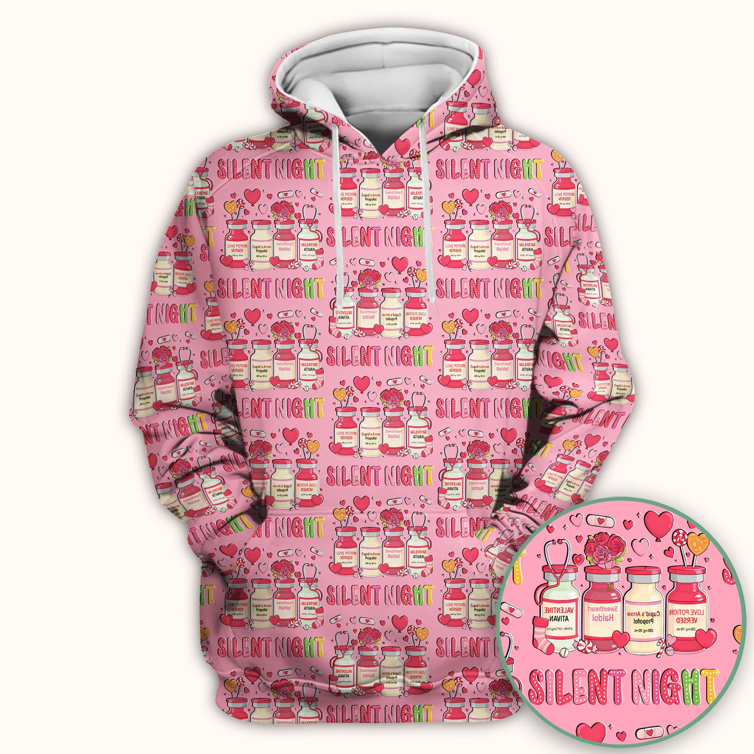 Valentine Silent Night Love Design Scrubs Top, Comfortable Scrubs for Nurses