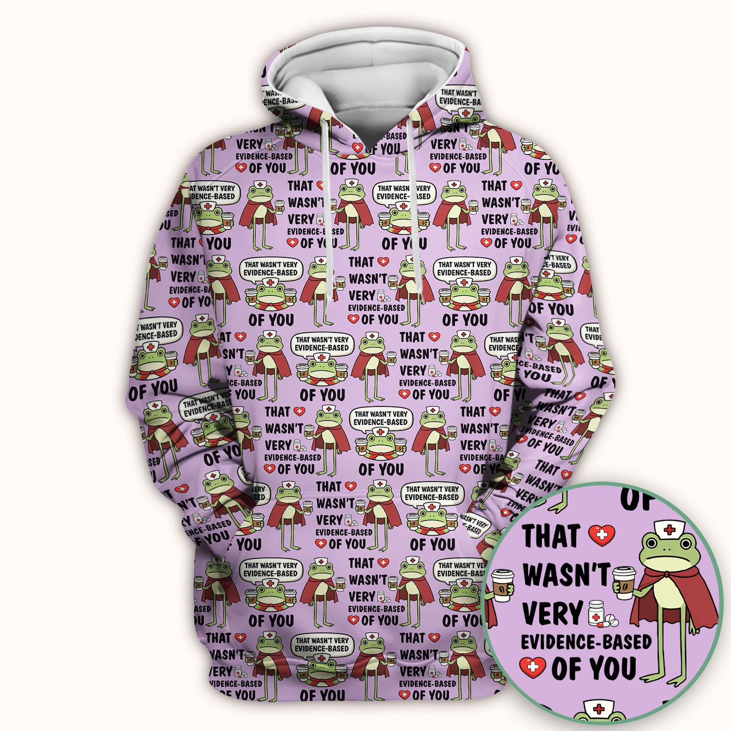 Funny Frog Nurse Quote Medical Pattern Scrub Top, Breathable Fabrics Nursing Uniform