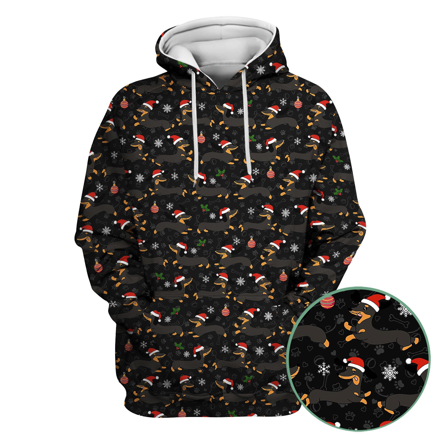 Festive Dachshund Scrub Top for Women - Christmas Sausage Dog Santa Hat Print - Cute Holiday Nurse Medical Uniform RN LPN CNA