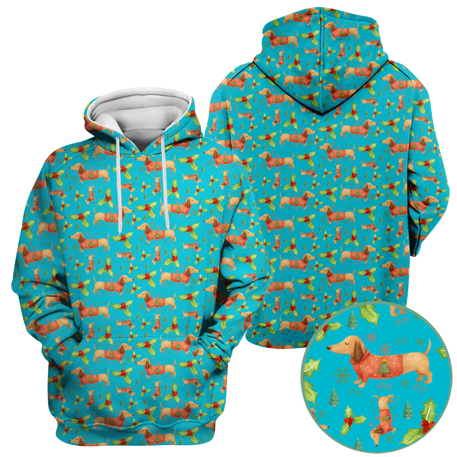 Festive Dachshund Scrub Top - Cute Sausage Dog Christmas Medical Uniform - Wiener Puppy Lover Gift