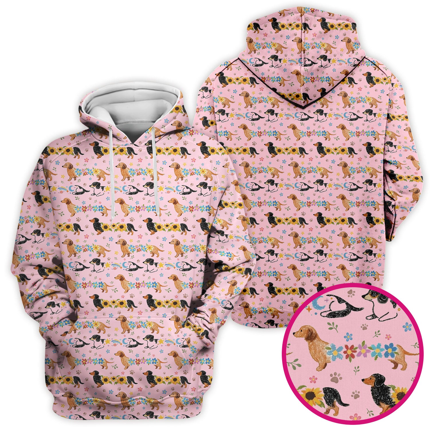 Floral Wiener Dog Pattern Scrub Top, Medical Scrubs for Nurses
