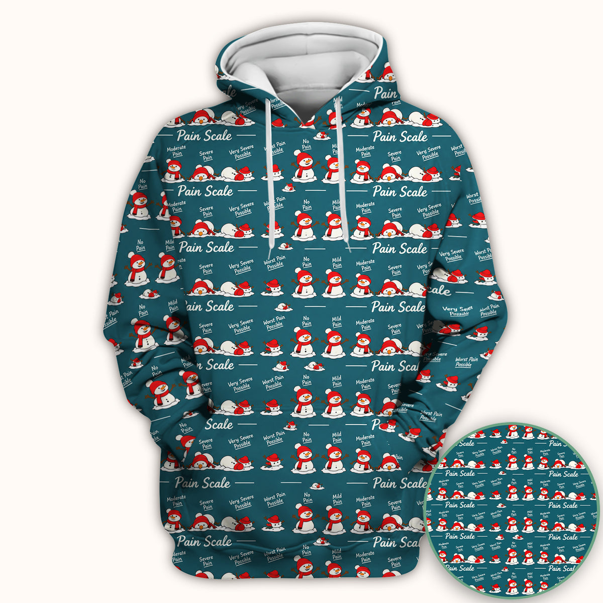 Funny Christmas Snowman Pain Scale Scrub Top, Comfortable Scrubs for Nurses