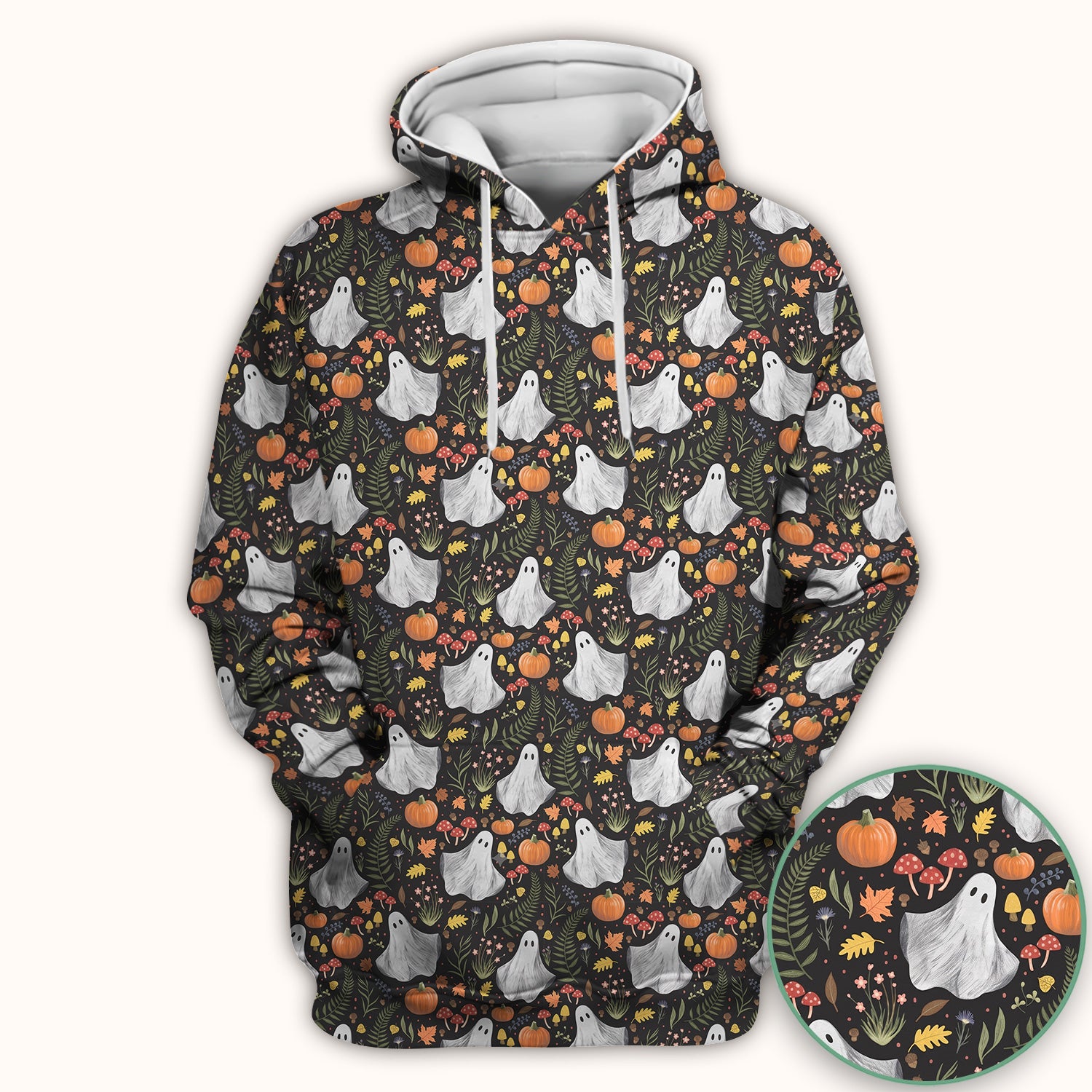 Pumpkin Woodland Pattern Scrub Top, Comfortable Scrubs for Nurses