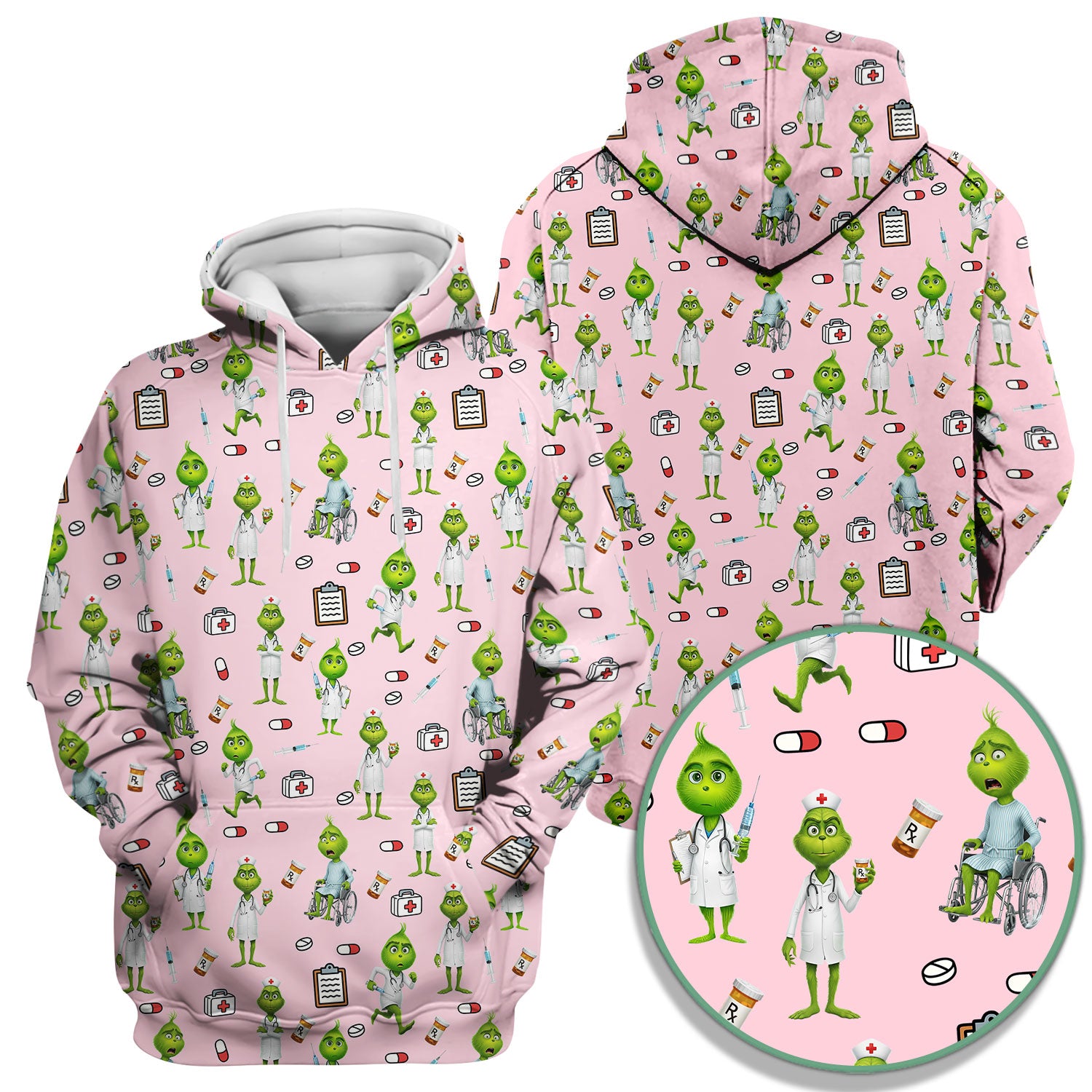 Funny Grinch Scrub Top - Christmas Medical Uniform for Women - Funny Holiday Nursing Gift for RN LPN CNA