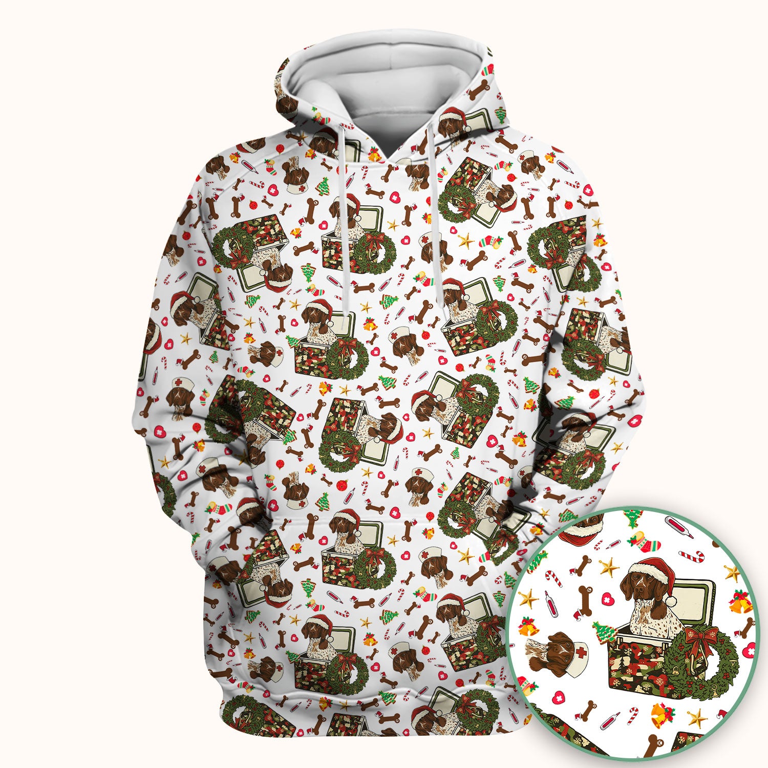 Christmas Dachshund Scrub Top - Cute Sausage Dog Nurse Shirt - Funny Holiday Medical Uniform for Women RN LPN CNA Gift