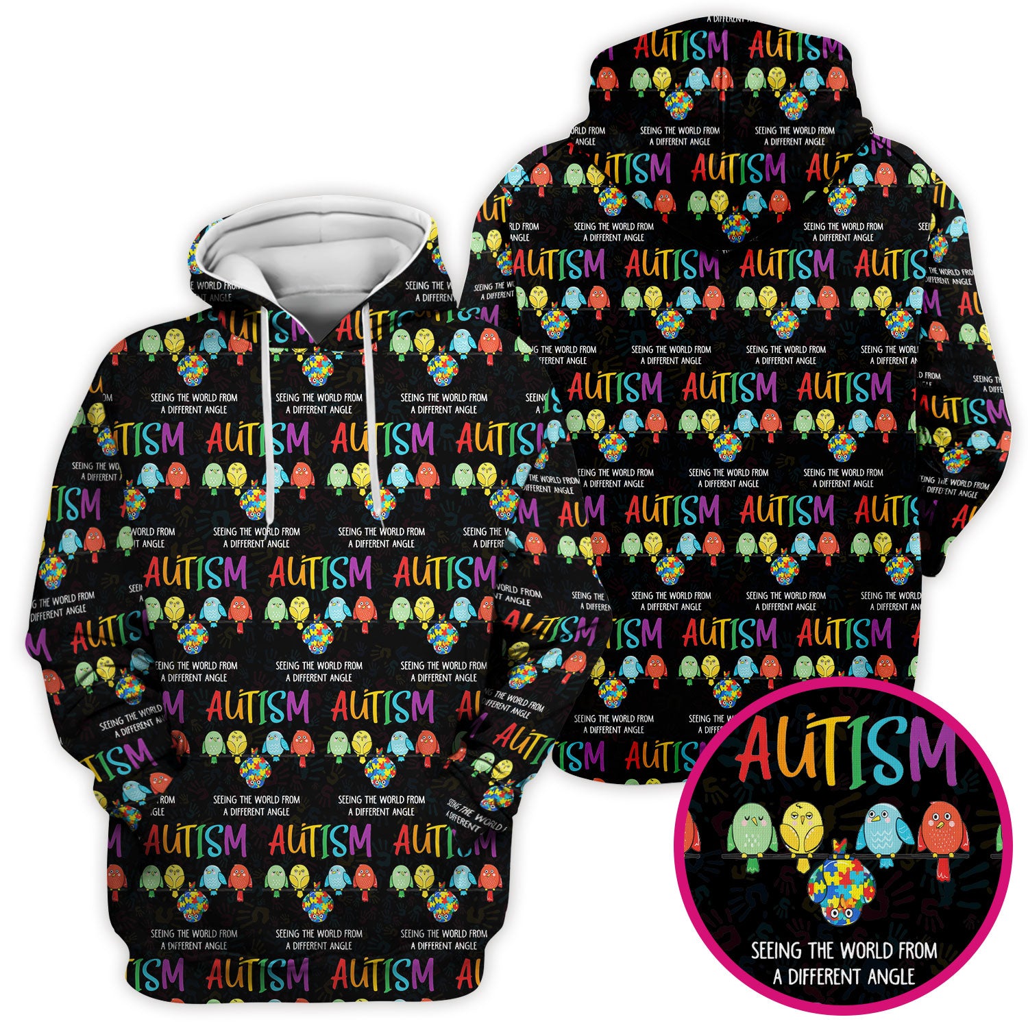 Autism Seeing The World From A Different Angle Birds Scrub Top ,Comfortable Scrubs for Nurses