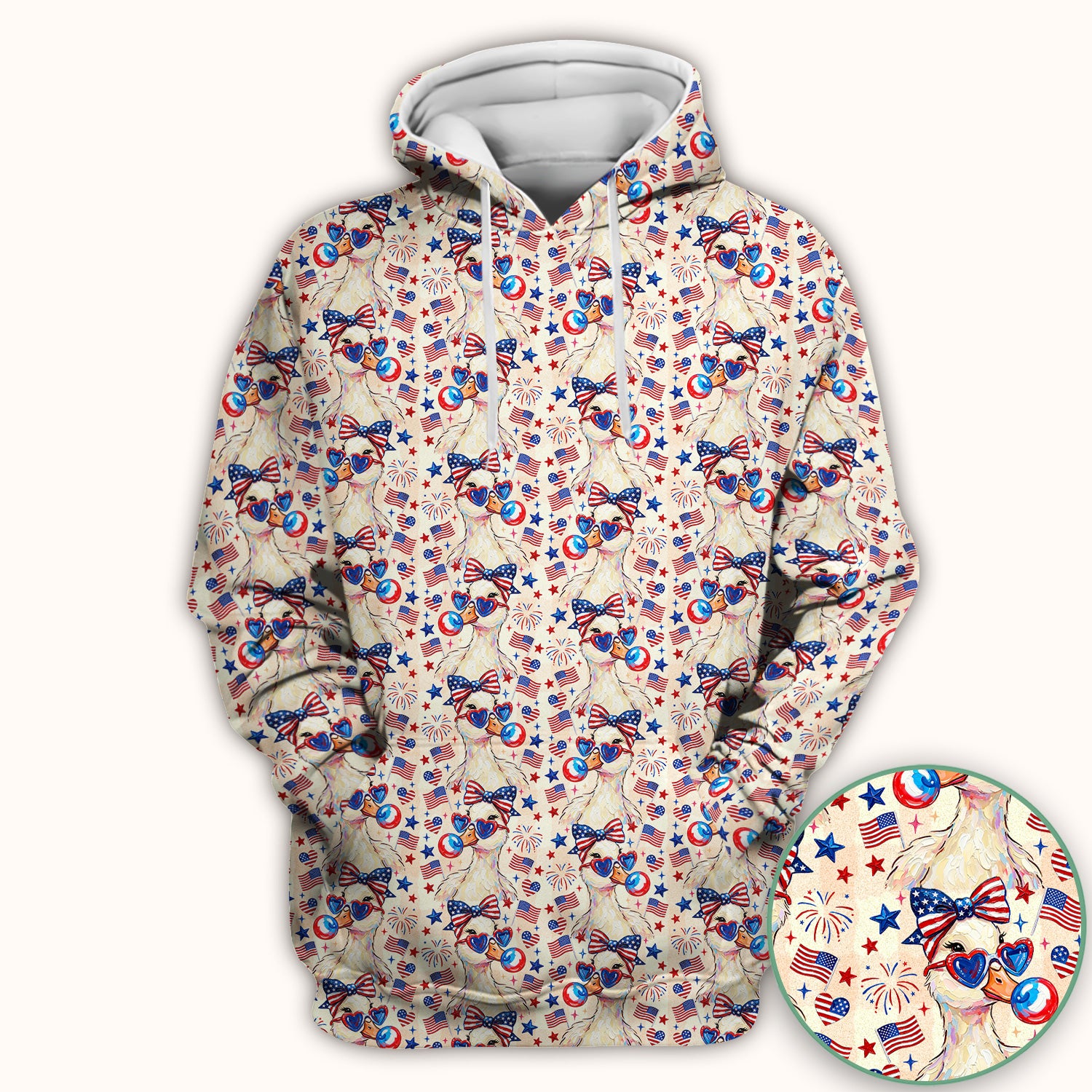 USA Flag 250th Patriotic Duck Sunglasses Pattern Scrub Top, Breathable Fabrics Nursing Uniform