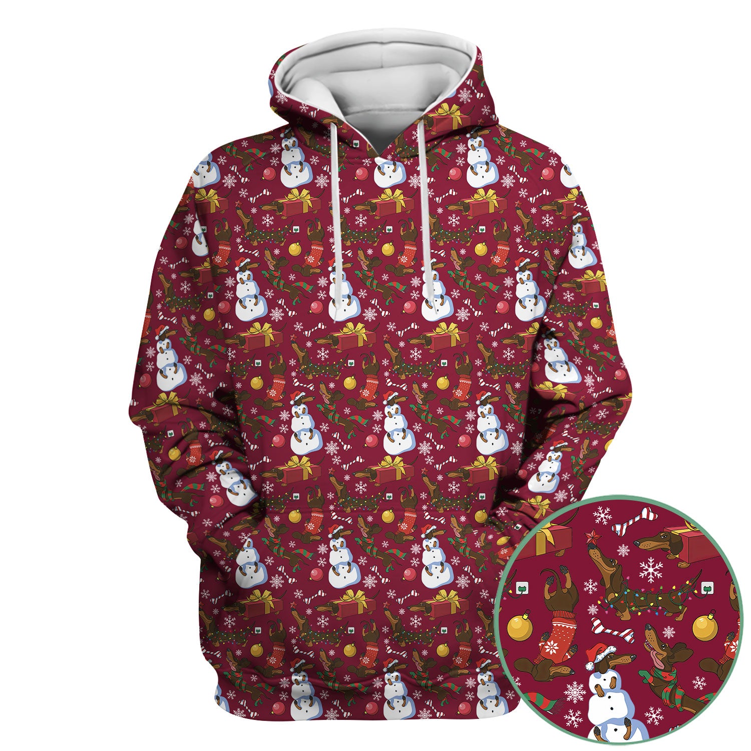 Custom Nurse Scrubs for Women - Christmas Dachshund Dog & Snowman Print - Multi Color Nursing Shirt Holiday Gift for Nurses