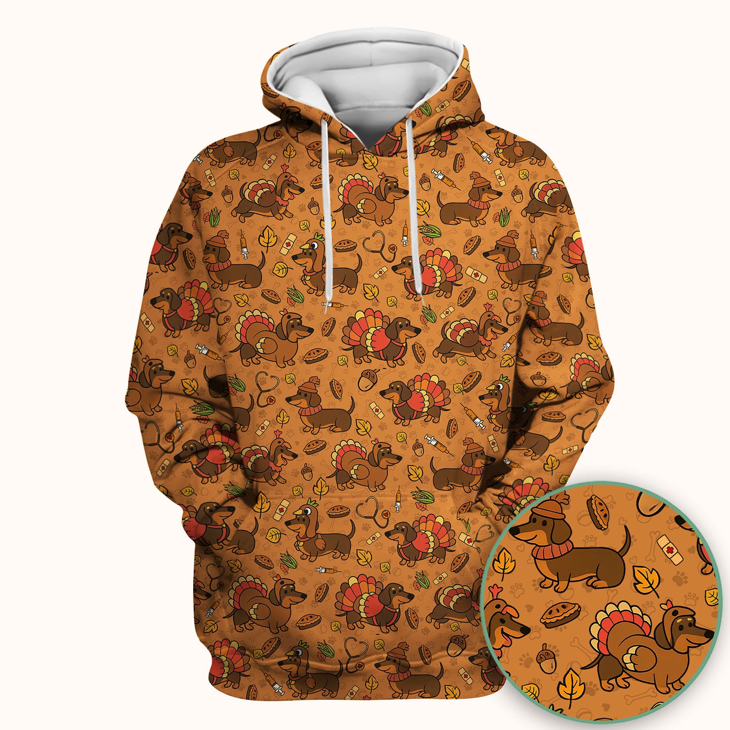 Thanksgiving Dachshund Scrubs Top - Cute Dog Turkey Medical Uniform Shirt for Nurses - Funny Holiday Gift