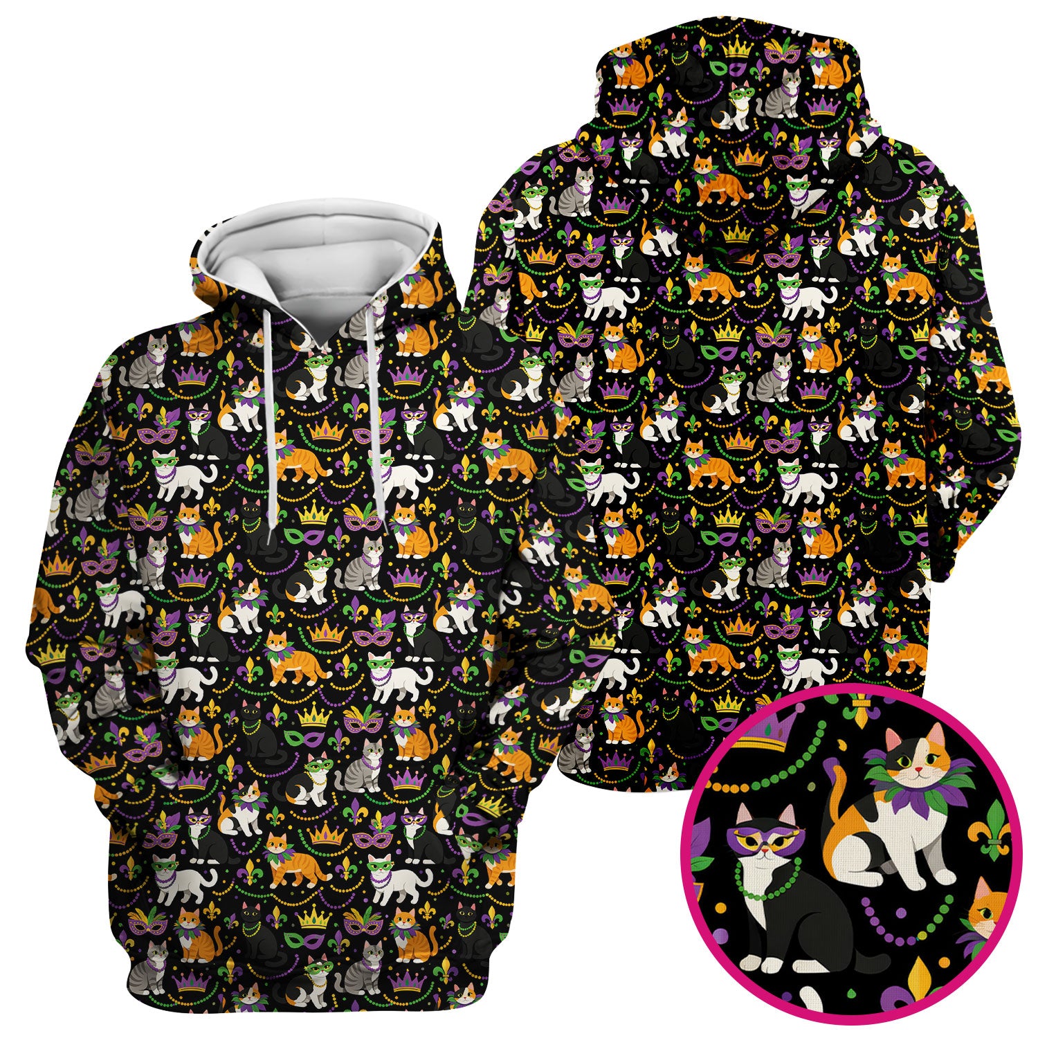 Cat Mardi Gras Nurse Scrub Top, Comfortable Uniform Scrubs For Nursing
