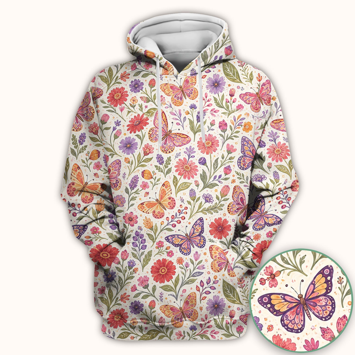 Floral Butterfly Pediatric Nurse Pattern Scrub Top, Comfortable Scrubs for Nurses