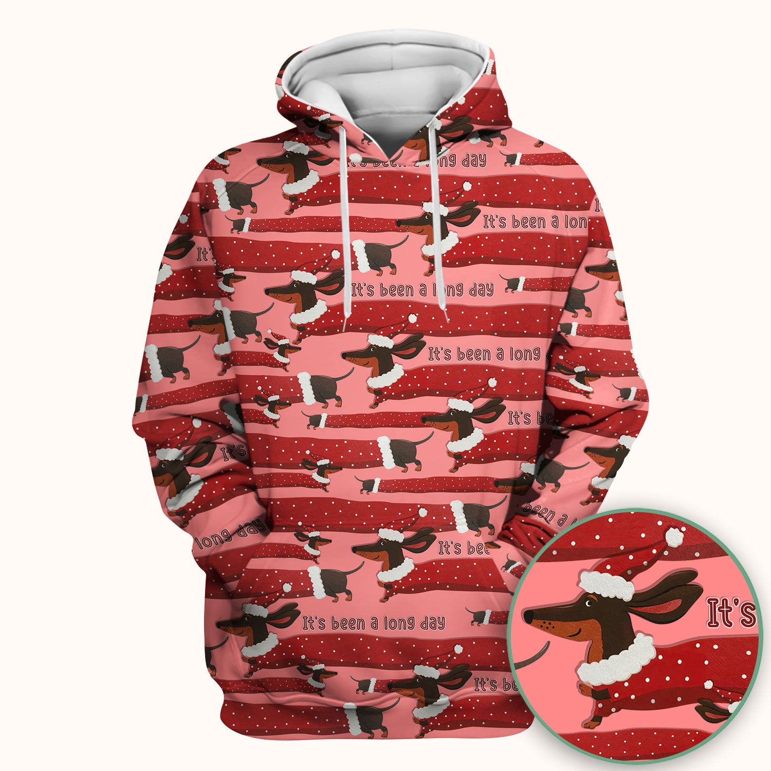 Funny Dachshund Christmas Scrub Top - It's Been a Long Day Shirt - Cute Wiener Dog Holiday Medical Uniform for Women