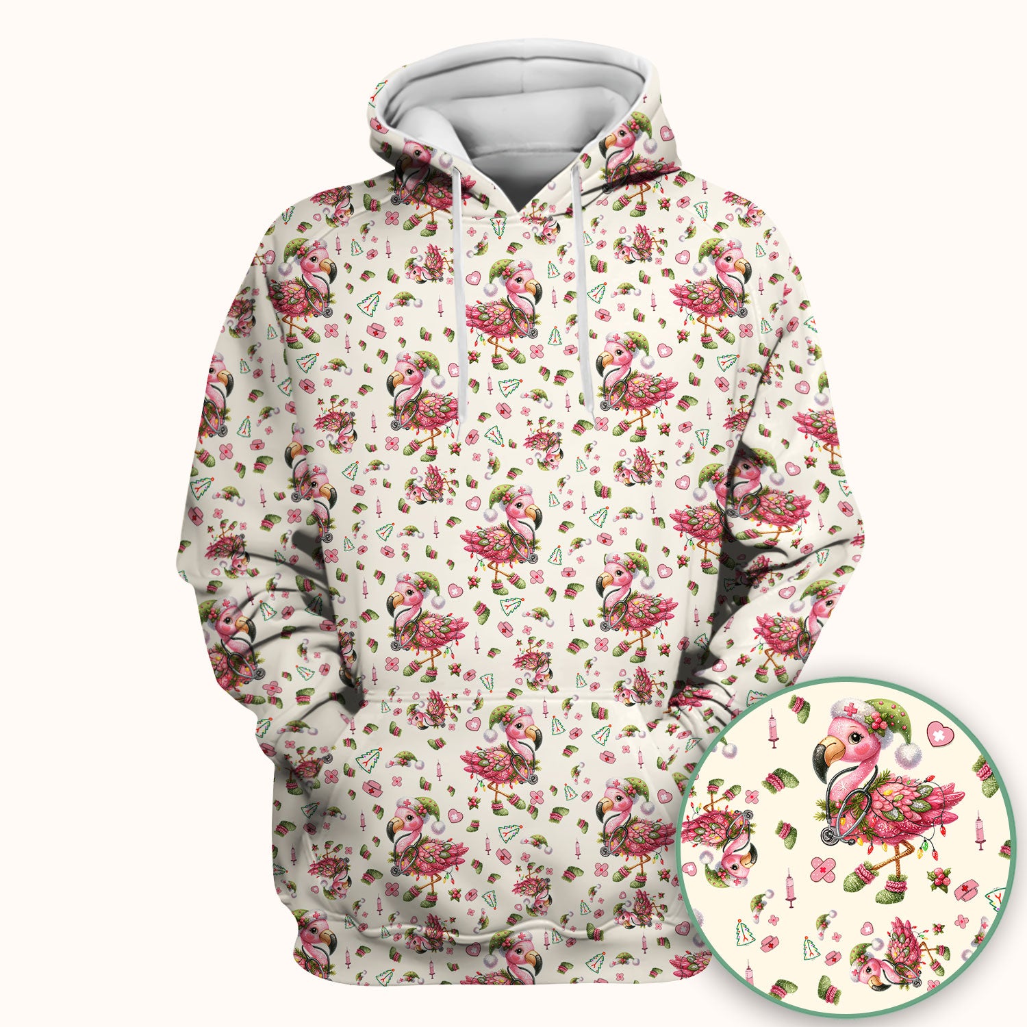 Flamingo Scrub Top for Nurse - Funny Christmas Medical Shirt - Holiday Christmas Gift for Healthcare Workers