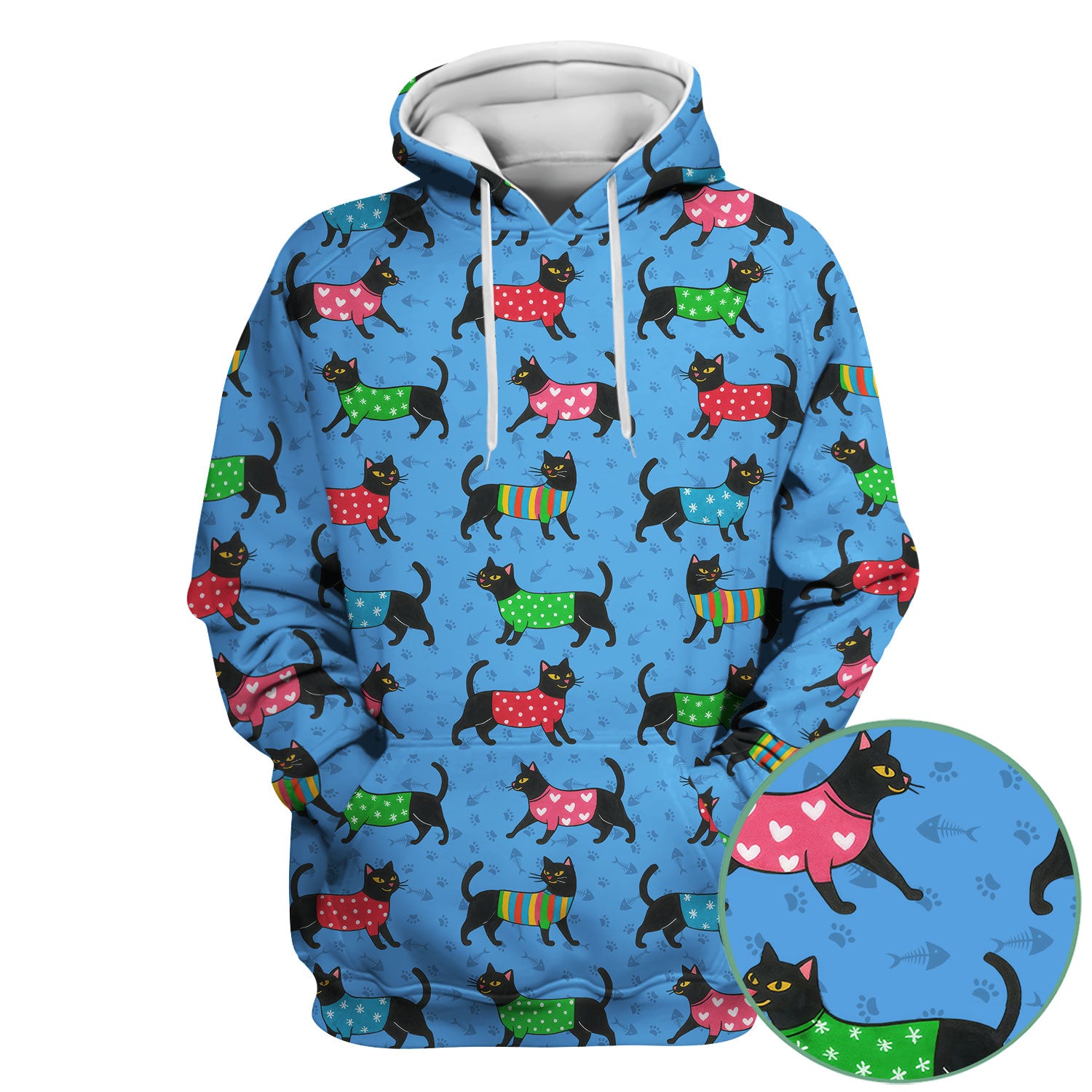 Cat Scrub Top for Women - Cute Black Cat Print Nurse Shirt - Colorful Kitty Medical Scrubs Gift for CNA RN Doctor