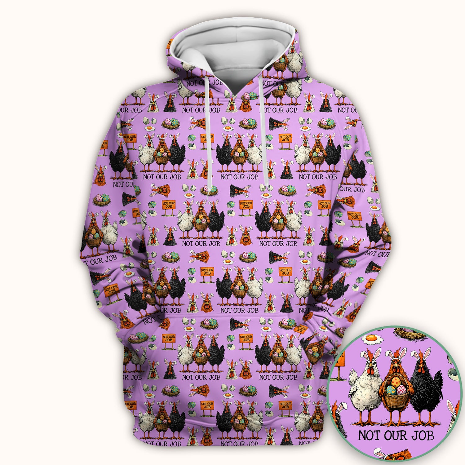 Funny Easter Chicken Humor Pattern Scrub Top, Comfortable Scrubs for Nurses
