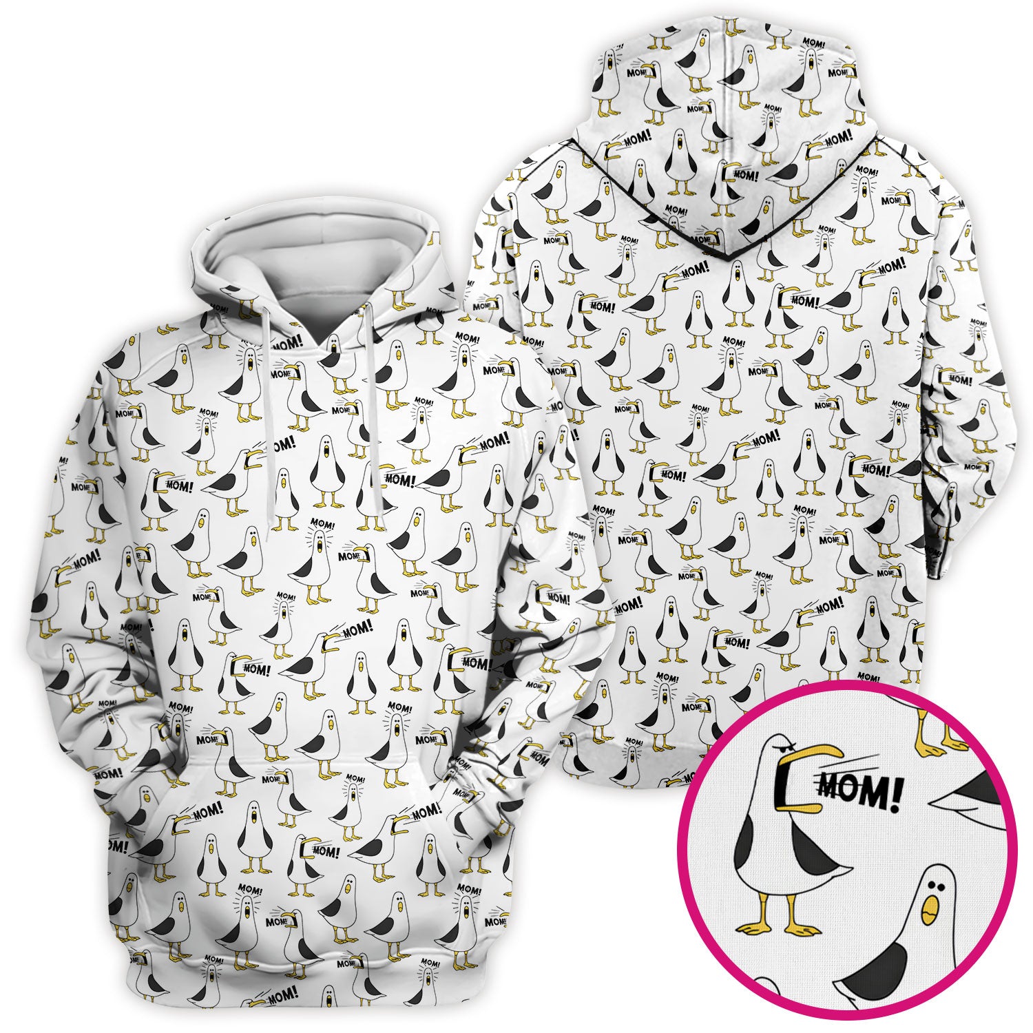 Funny Seagull Mom Seamless Pattern Scrub Top, Comfortable Scrubs for Nurses
