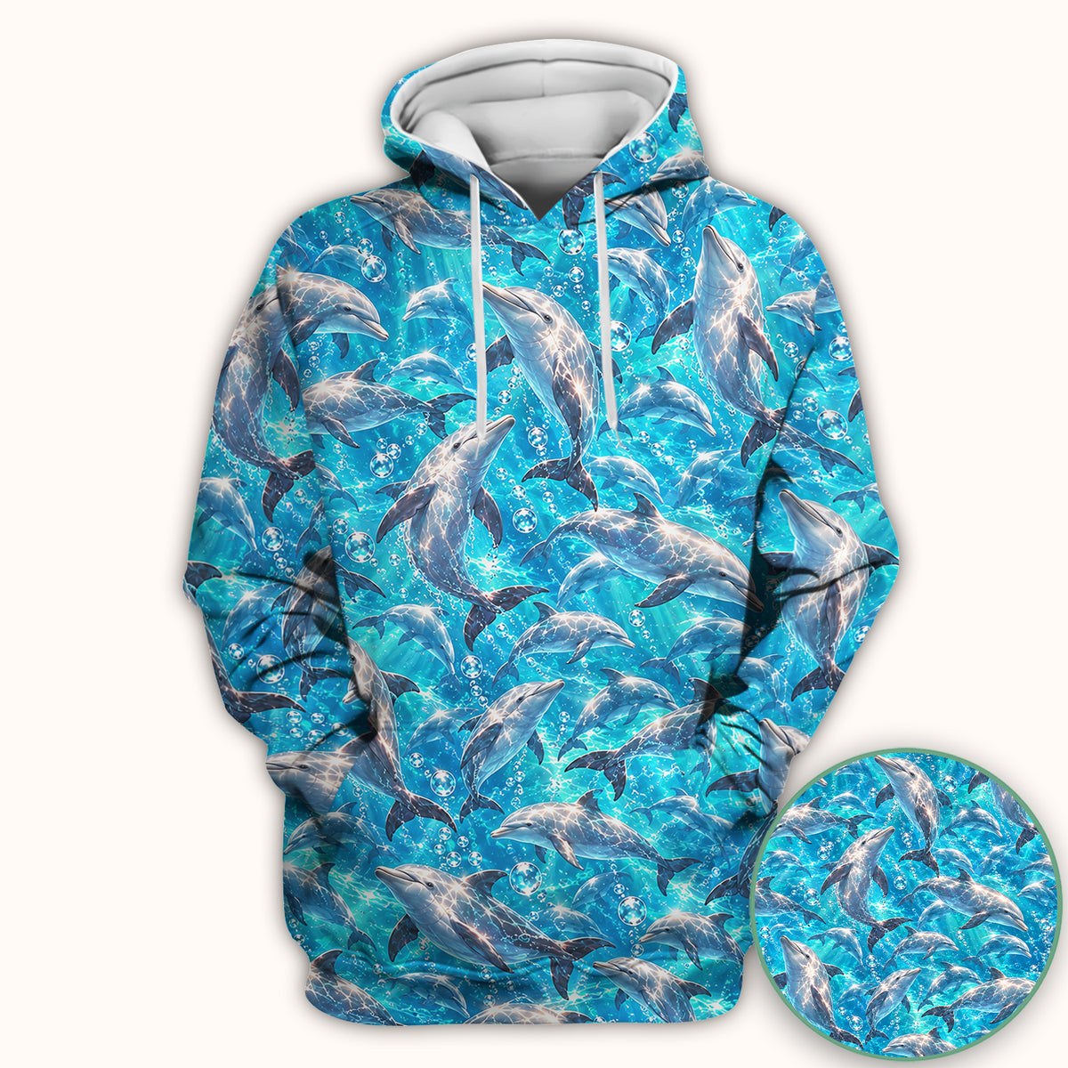 Blue Ocean Dolphin Pattern Scrub Top, Comfortable Scrubs for Nurses