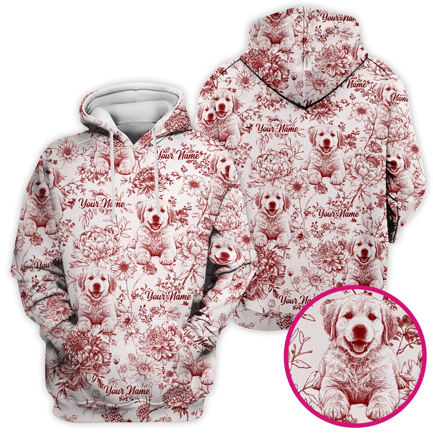 Personalized Custom Pet Photo Name Floral Pattern Scrub Top, Breathable Fabrics Nursing Uniform
