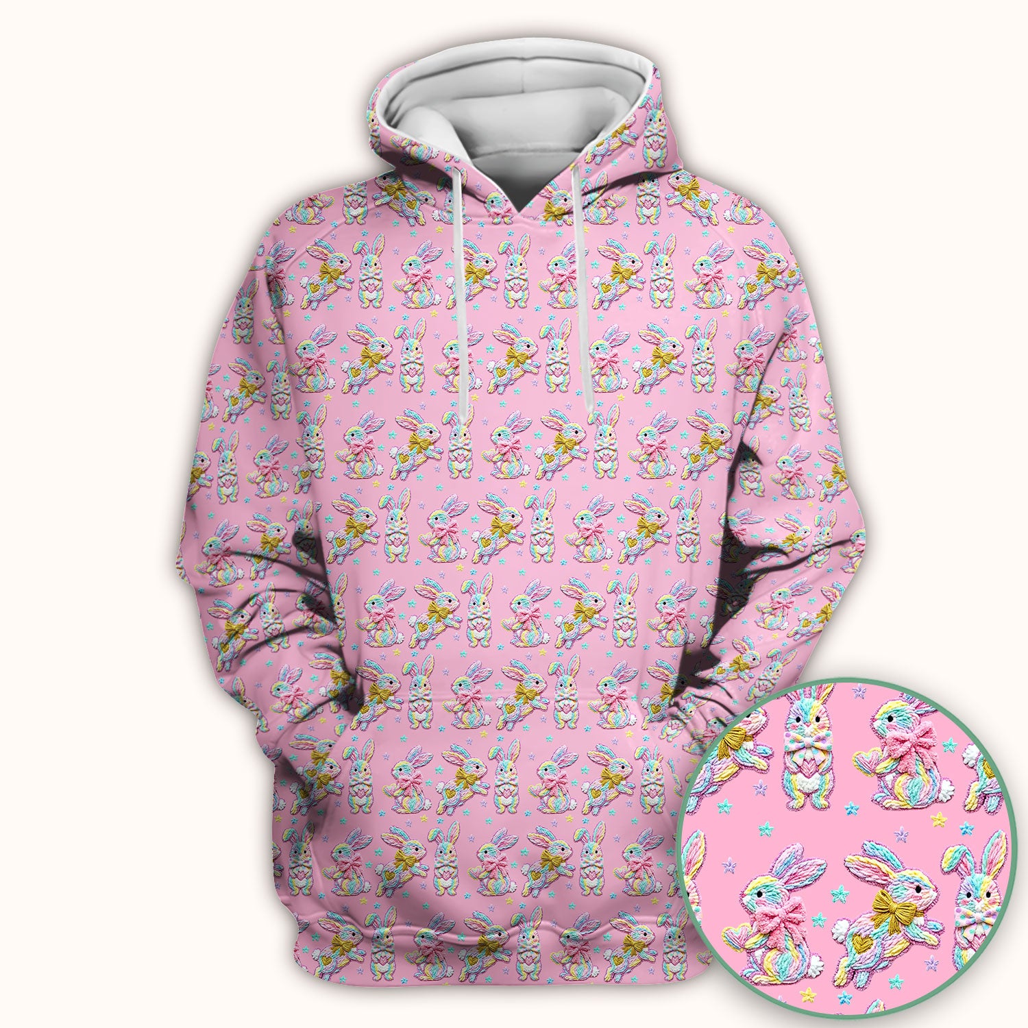 Cartoon Bunny All Over Print Scrub Top, Comfortable Scrubs for Nurses, Easter