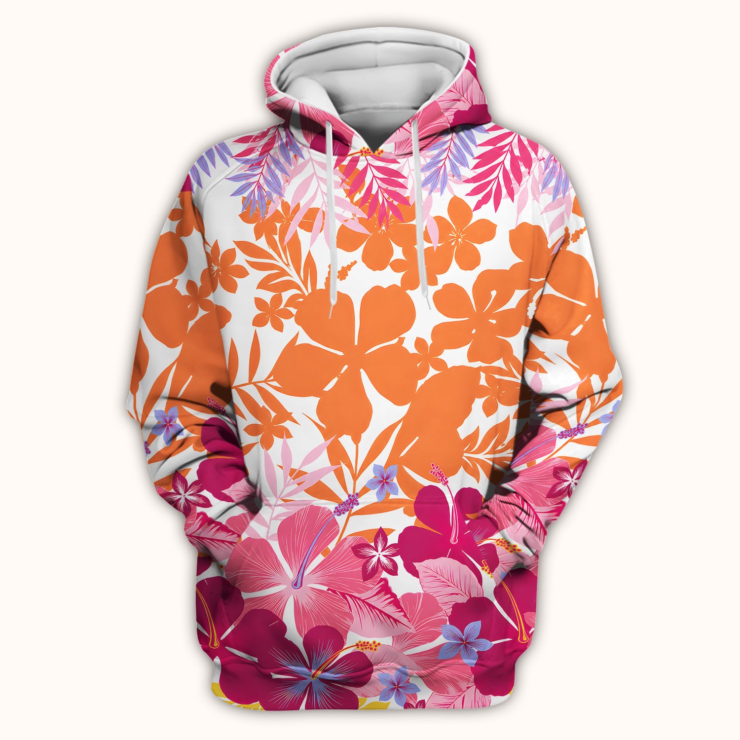 Cheerful Tropical Hibiscus Bloom Pattern Scrub Top, Comfortable Scrubs for Nurses
