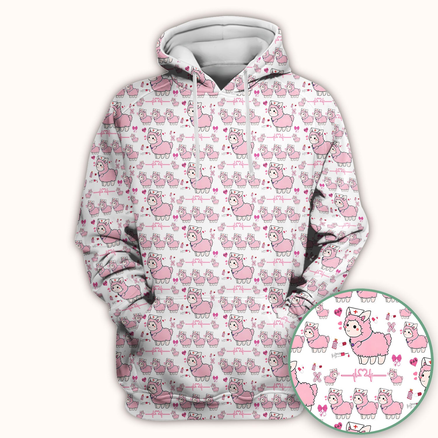 Llama Ain't Got Time For Your Drama Scrub Top, Funny Pattern Scrub Shirt, Breathable Fabrics Nursing Uniform