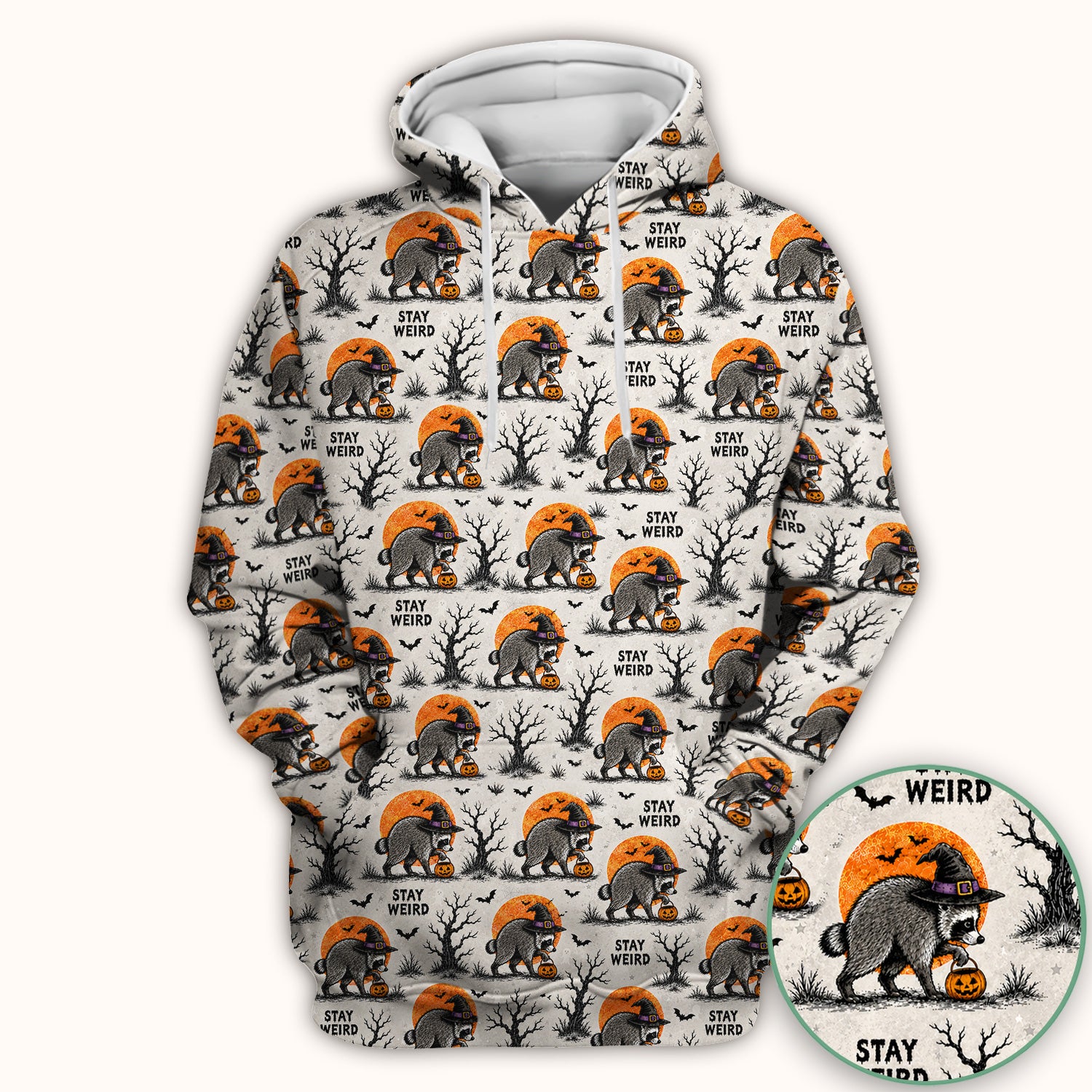 Funny Stay Weird Halloween Raccoon Scrub Top, Comfortable Scrubs for Nurses