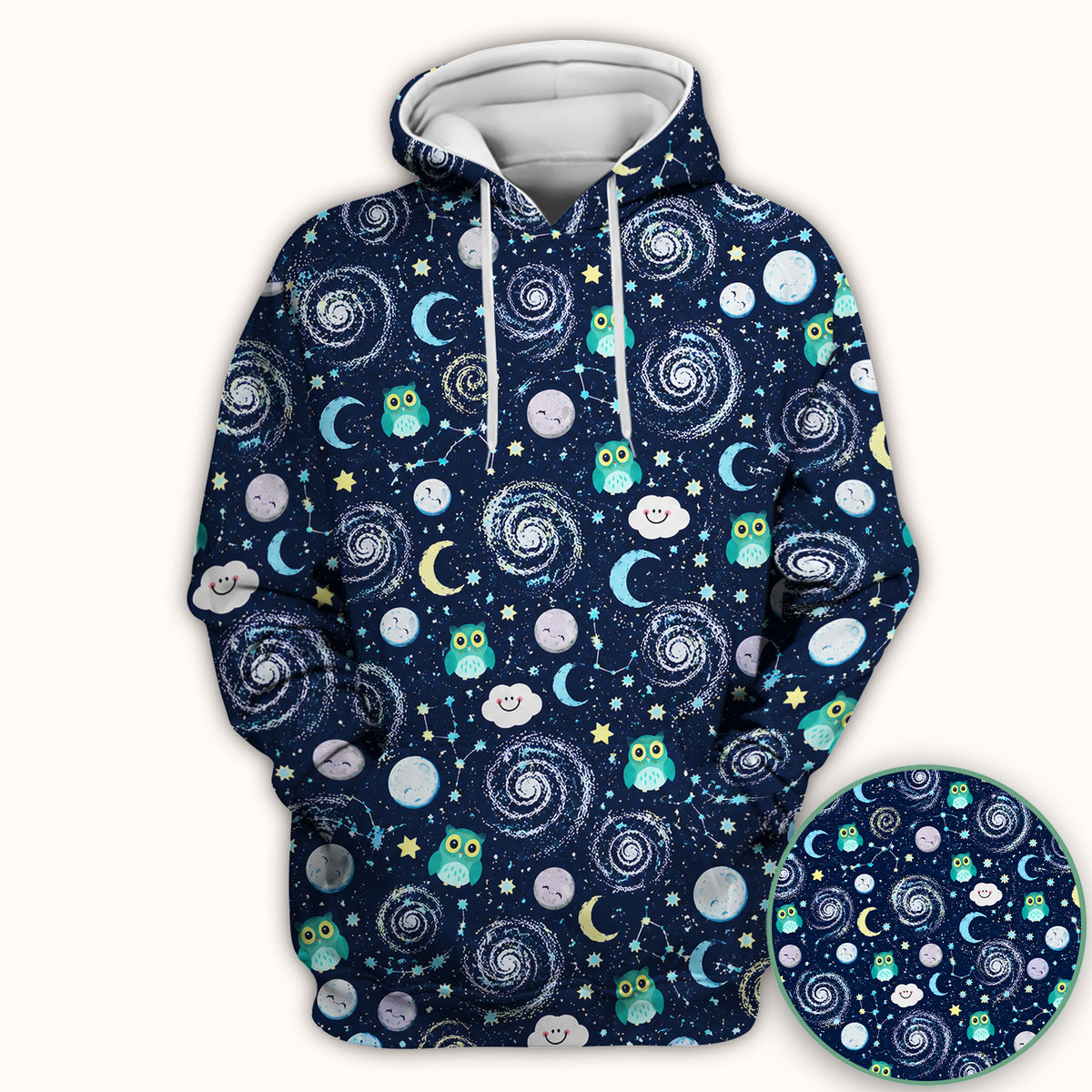 Cute Night Owl Galaxy Pattern Scrub Top, Comfortable Scrubs for Nurses