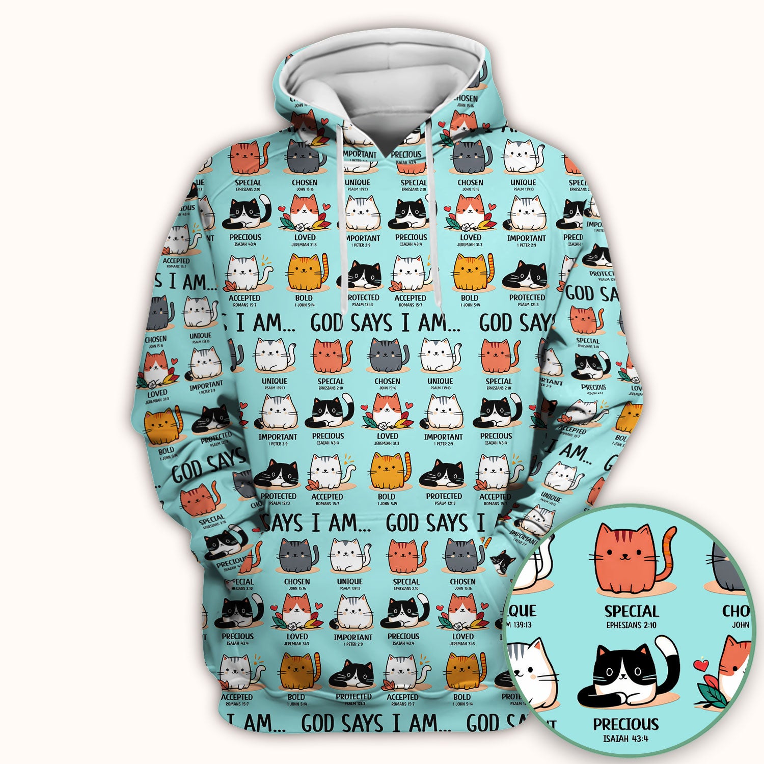 Cute Christian Cat God Says I Am Scrub Top, Comfortable Scrubs for Nurses
