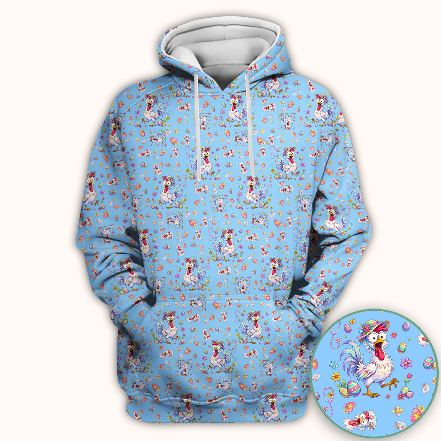 Funny Easter Nurse Chicken Pattern Scrub Top, Comfortable Scrubs for Nurses
