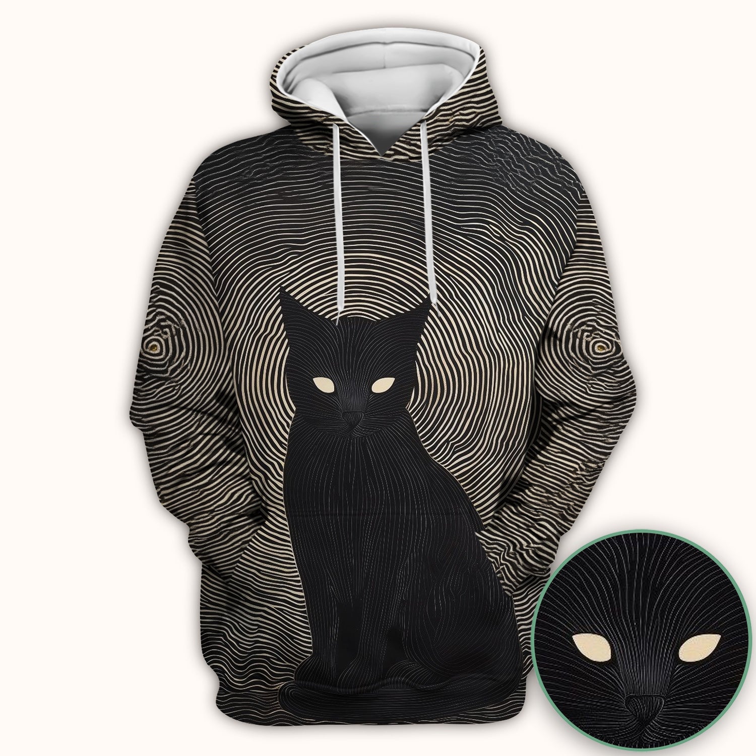 Black Cat Line Art Print Scrub Top, Comfortable Scrubs for Nurses