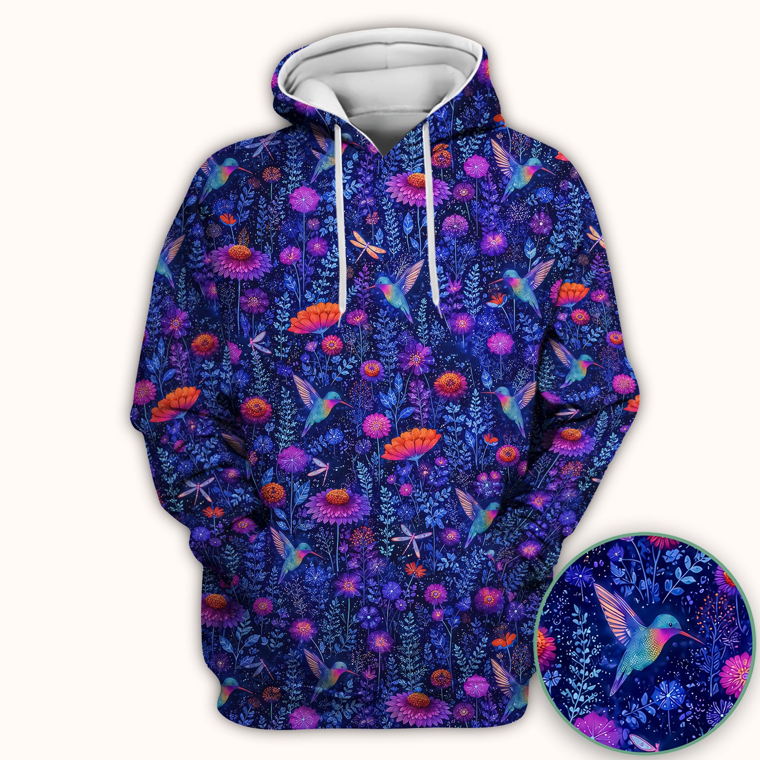 Enchanted Hummingbird Wildflower Garden Pattern Scrub Top, Comfortable Scrubs for Nurses