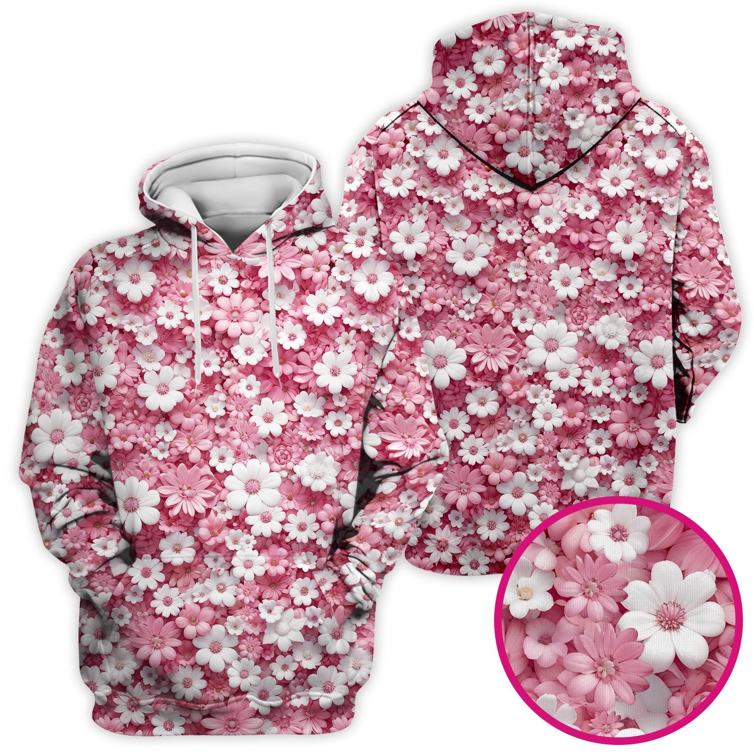 Cute Daisy Flower Bloom Pattern Scrub Top, Breathable Fabrics Nursing Uniform