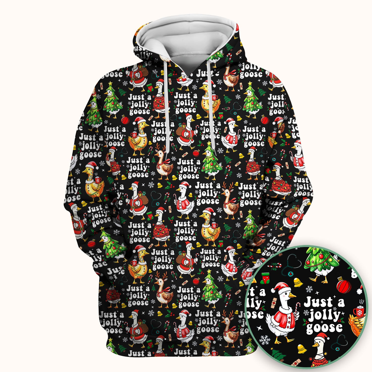 Just a Jolly Goose Funny Christmas Scrub Top - Holiday Medical Uniform for Nurse - Santa Goose Shirt Gift for Women