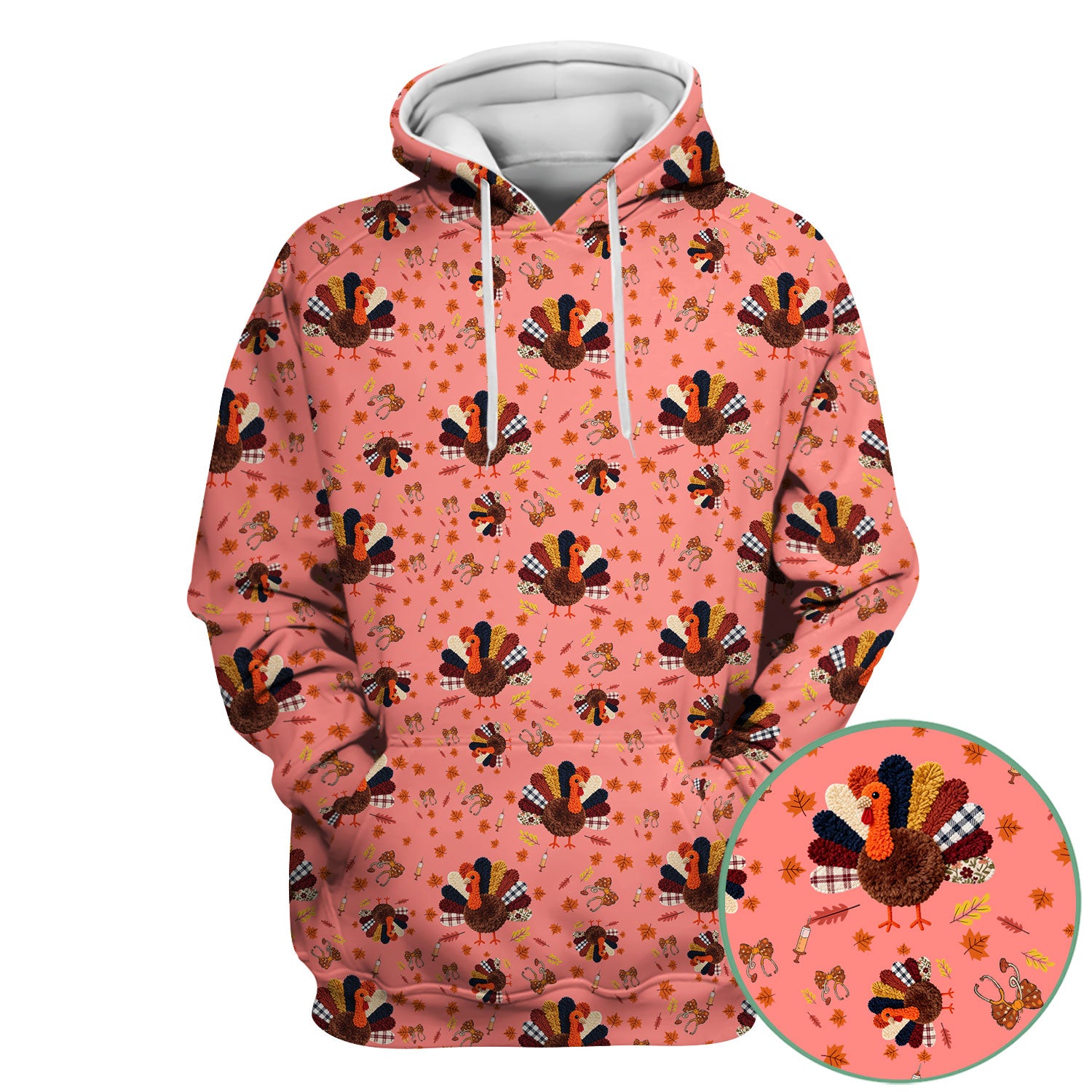 Thanksgiving Comfortable Scrubs for Nurses - Funny Autumn Turkey Shirt - Breathable Fabrics Nursing Uniform