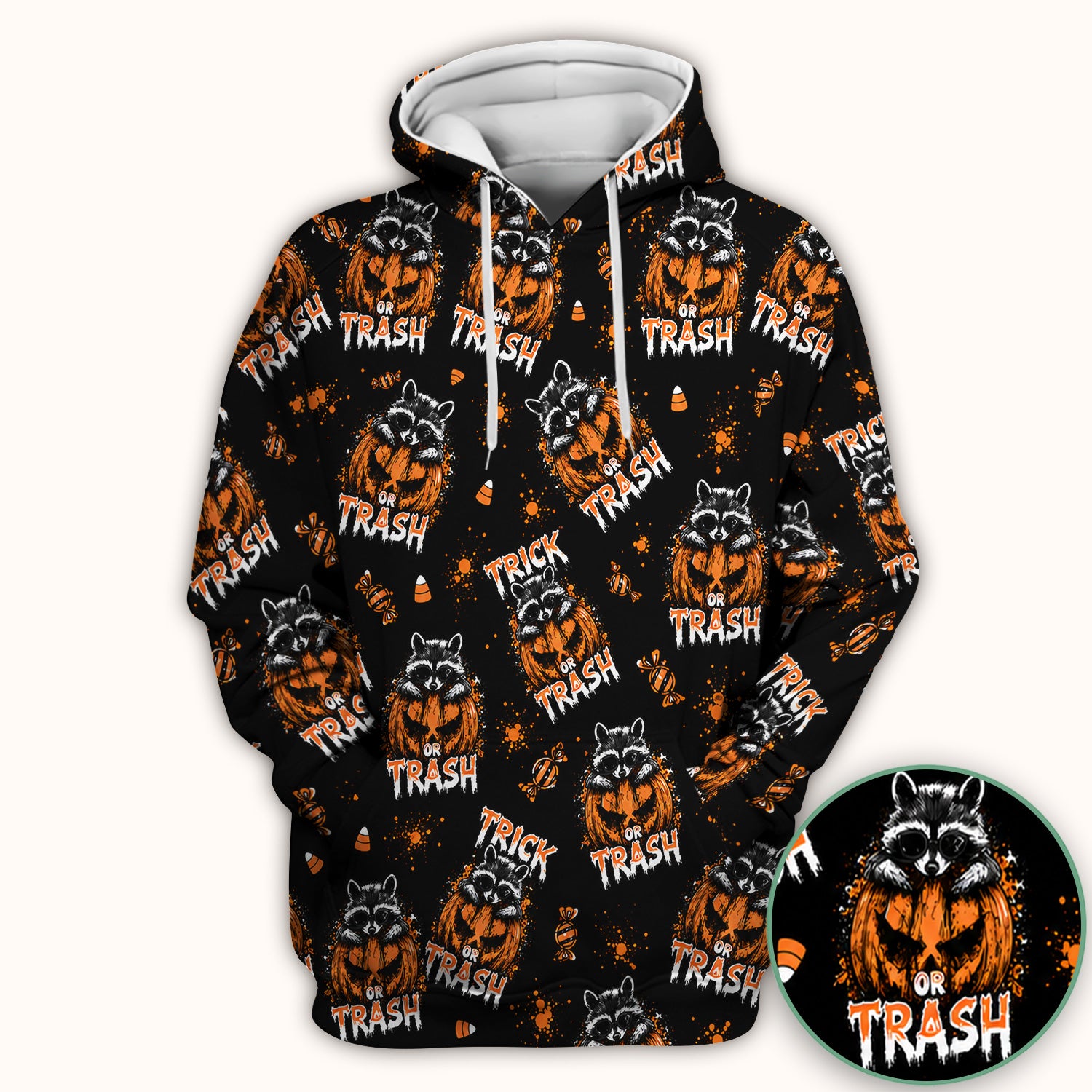 Funny Halloween Trick Or Trash Raccoon Scrub Top, Comfortable Scrubs for Nurses