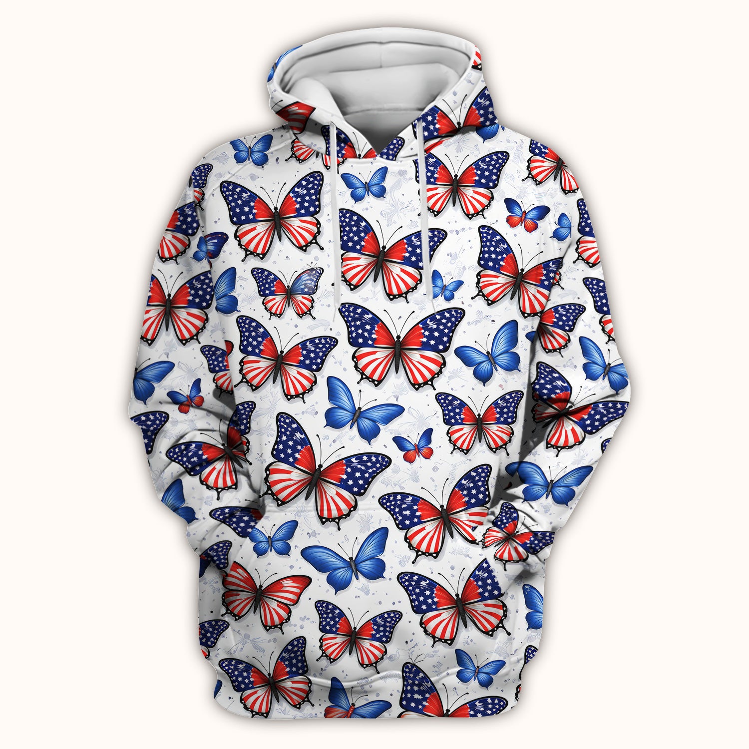 Charming Patriotic Butterfly Star Pattern Scrub Top, Comfortable Scrubs For Nurses