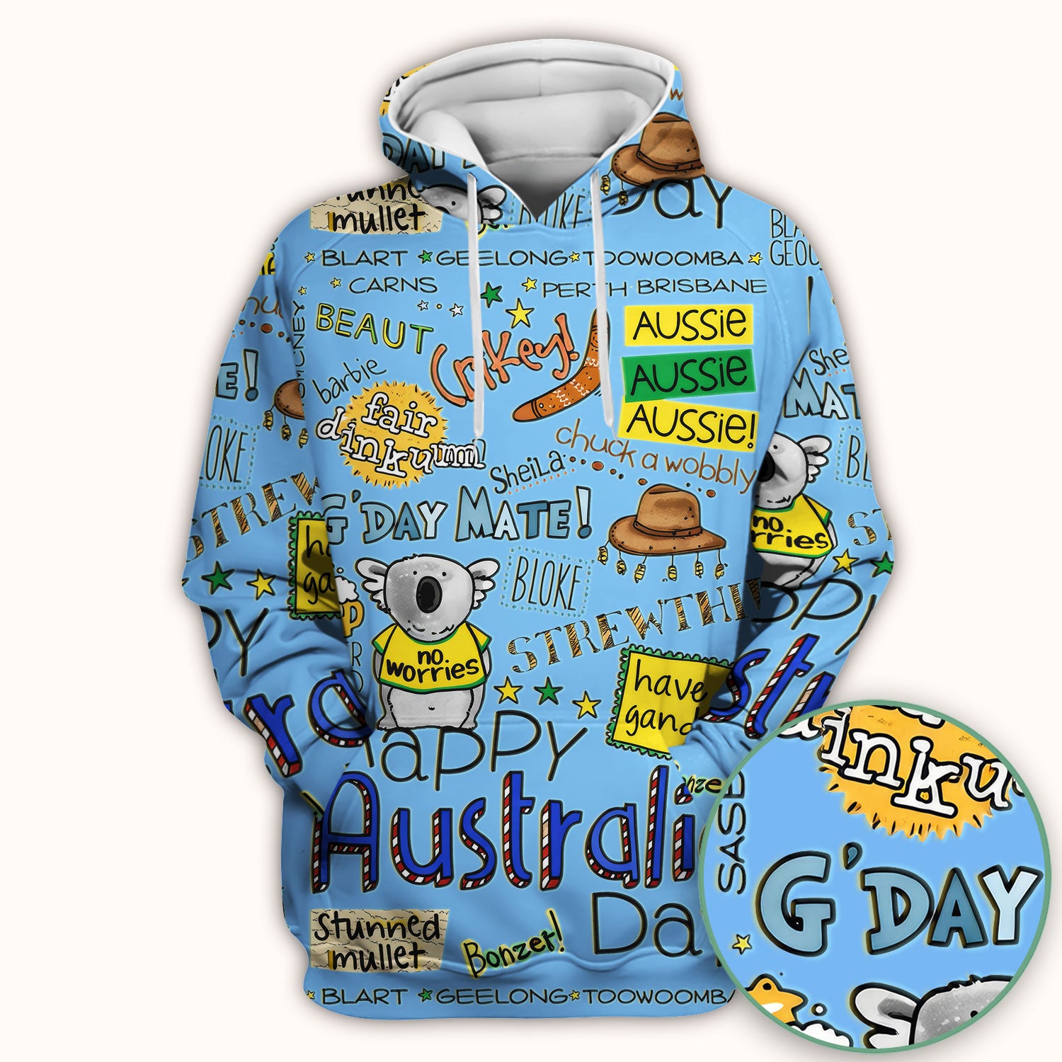 Cute Cartoon Koala Australia Pattern Scrub Top, Breathable Fabrics Nursing Uniform
