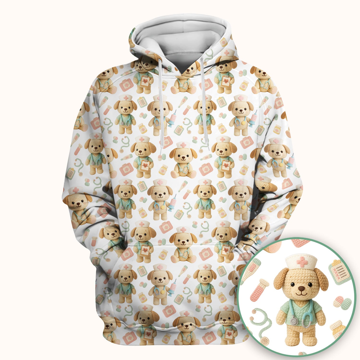 Cute Labrador Scrub Top for Nurse - Pastel Crochet Dog Medical Scrubs - Adorable Puppy Med Uniform Gift for Women