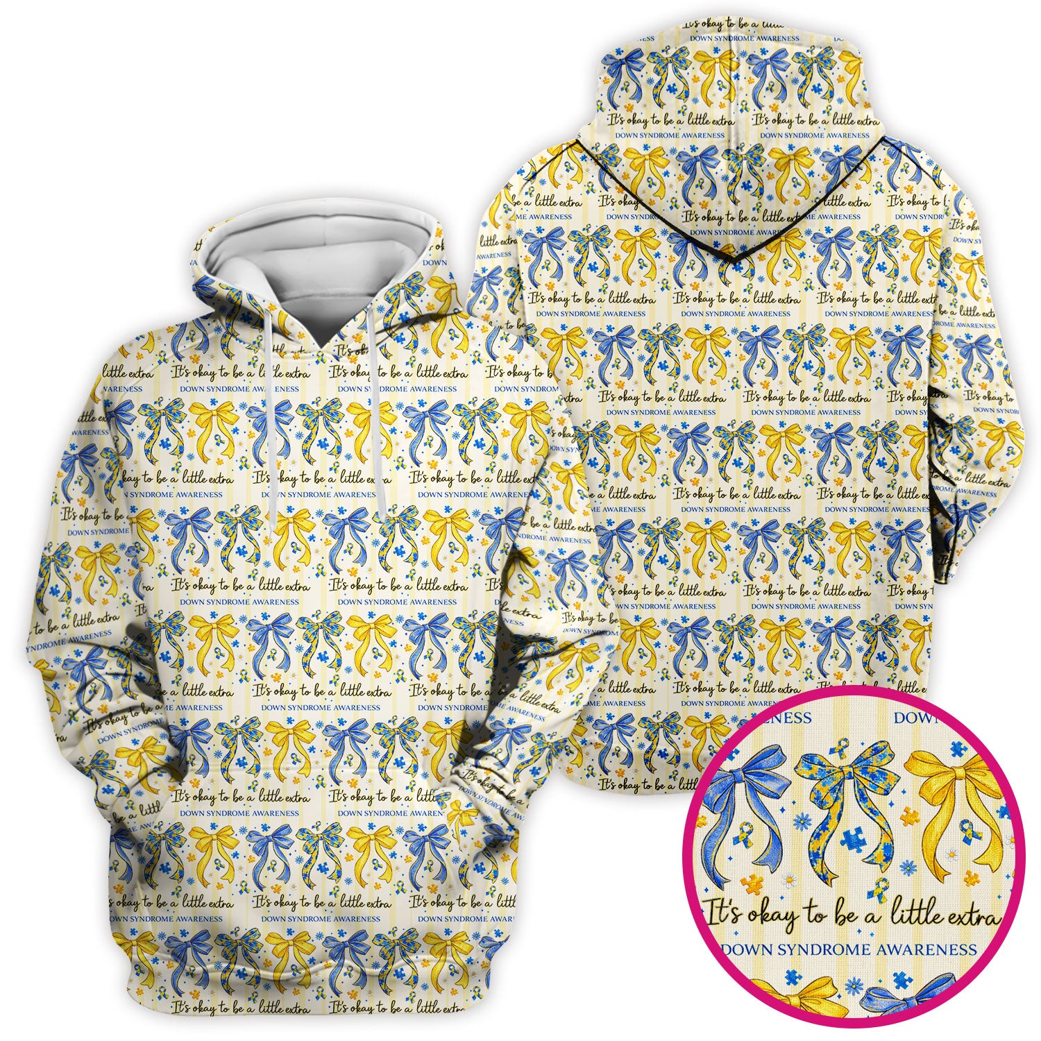 Down Syndrome Awareness Ribbon Pattern Scrub Top Comfortable Nurse Workwear Top