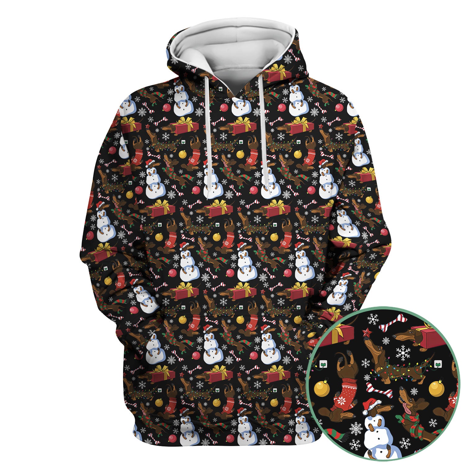 Funny Christmas Nurse Scrubs - Dachshund Dog & Snowman Print Top - Multi Color Custom Nursing Shirt Gift for Healthcare Workers