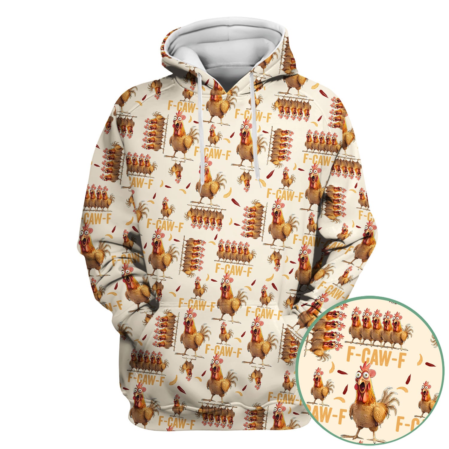 Funny Chicken Nurse Scrub Top for Women - Crazy Rooster F-CAW-F Medical Shirt - Quirky Farm Animal Nursing Uniform Gift RN LPN CNA