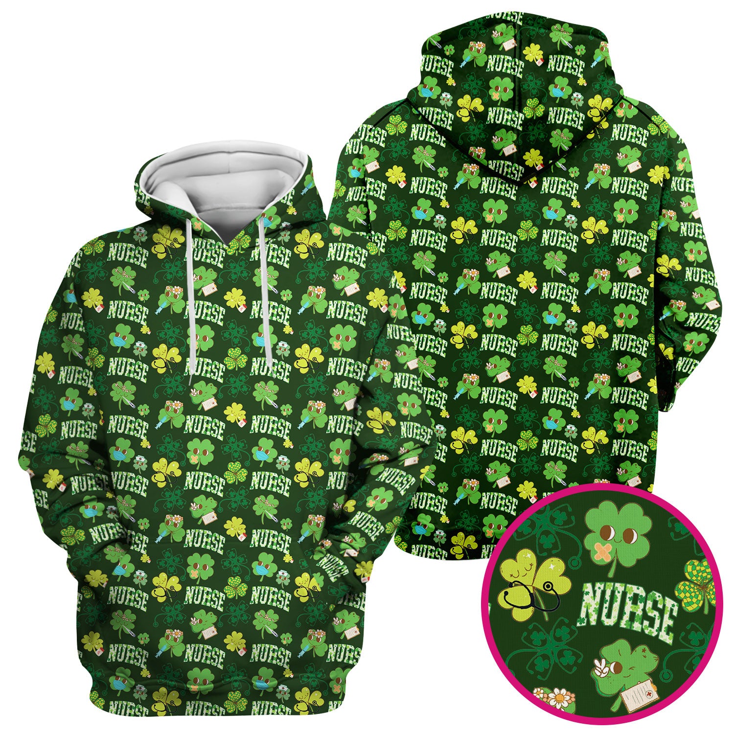 Lucky Shamrock Nurse Scrub Top, St. Patrick’s Day Nursing Shirt, Breathable Fabrics Nursing Uniform