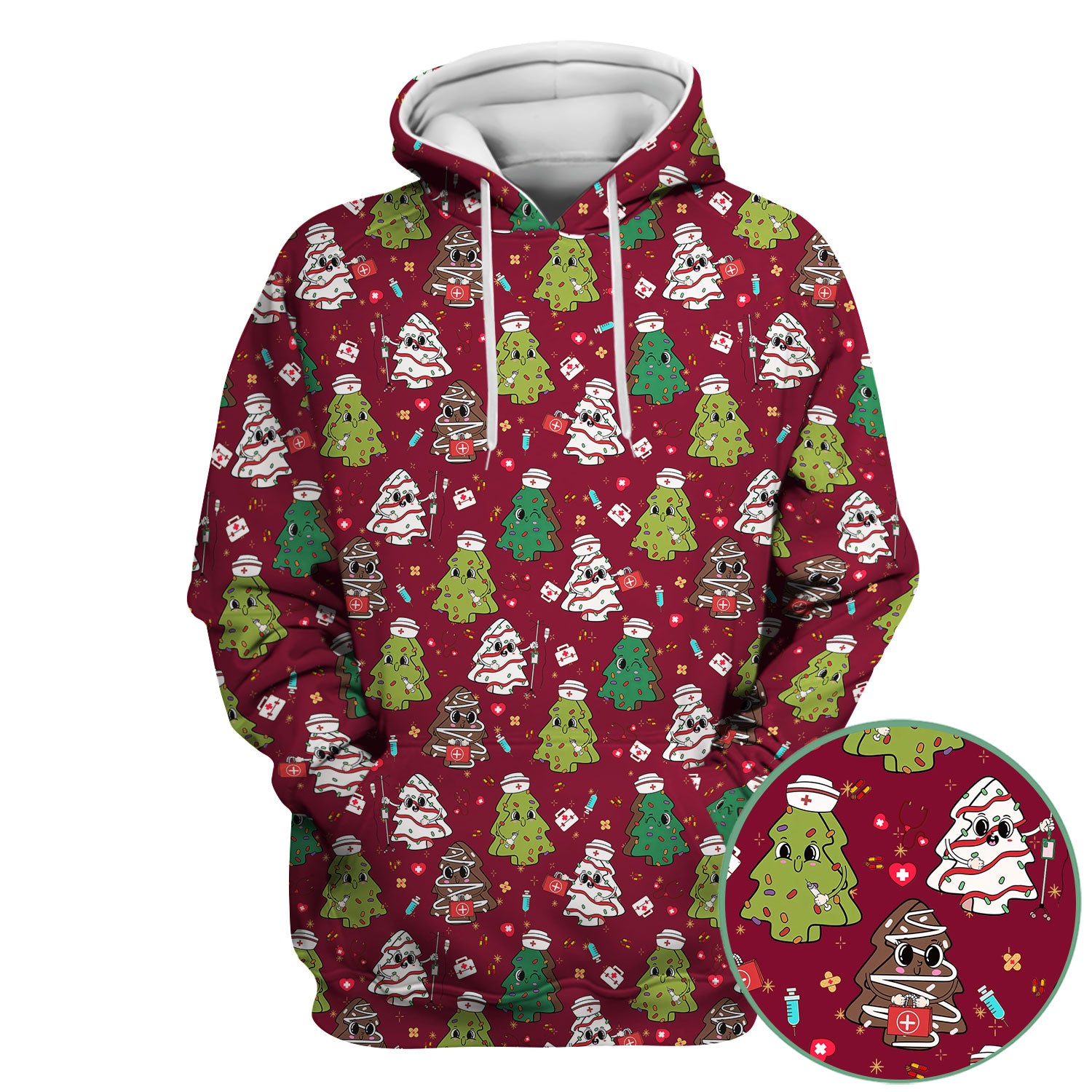 Cute Christmas Tree Nurse Shirt - Holiday Scrub Top for Women - Funny Medical Uniform Xmas Gift RN LPN CNA