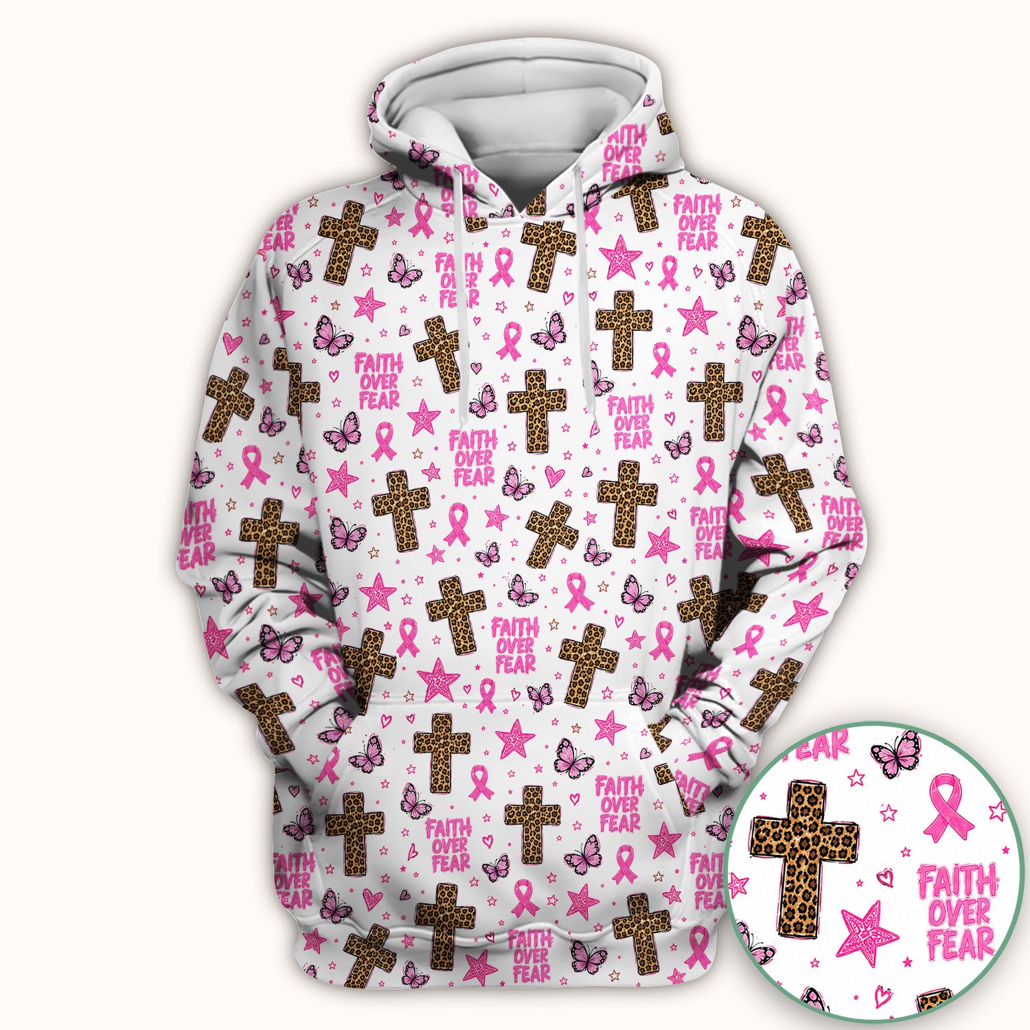 Faith Over Fear Breast Cancer Scrub Top, Comfortable Scrubs for Nurses