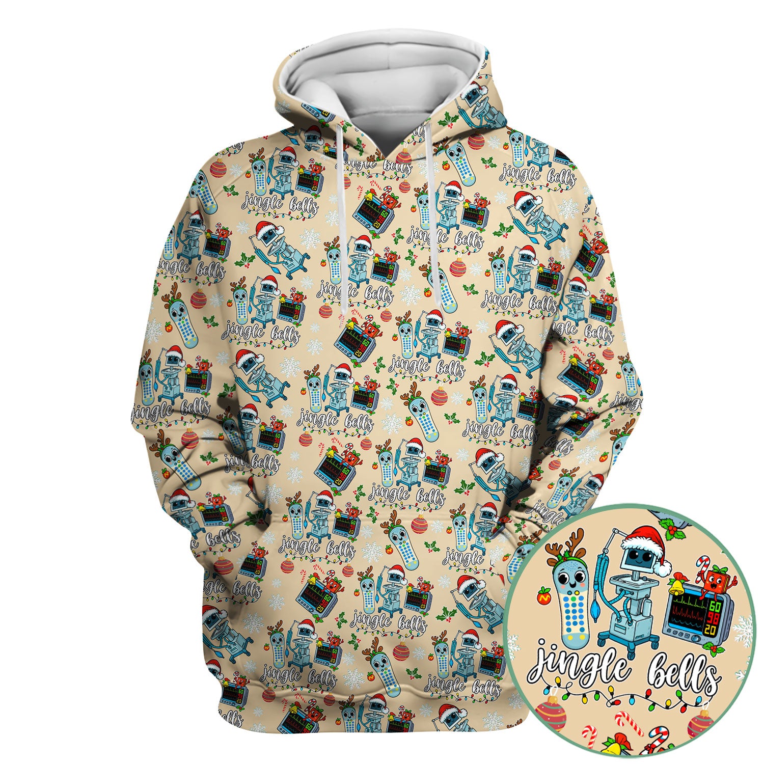Funny Jingle Bells Holiday Scrub Top - Funny Christmas Scrubs for Nurses - Breathable Fabrics Nursing Uniform